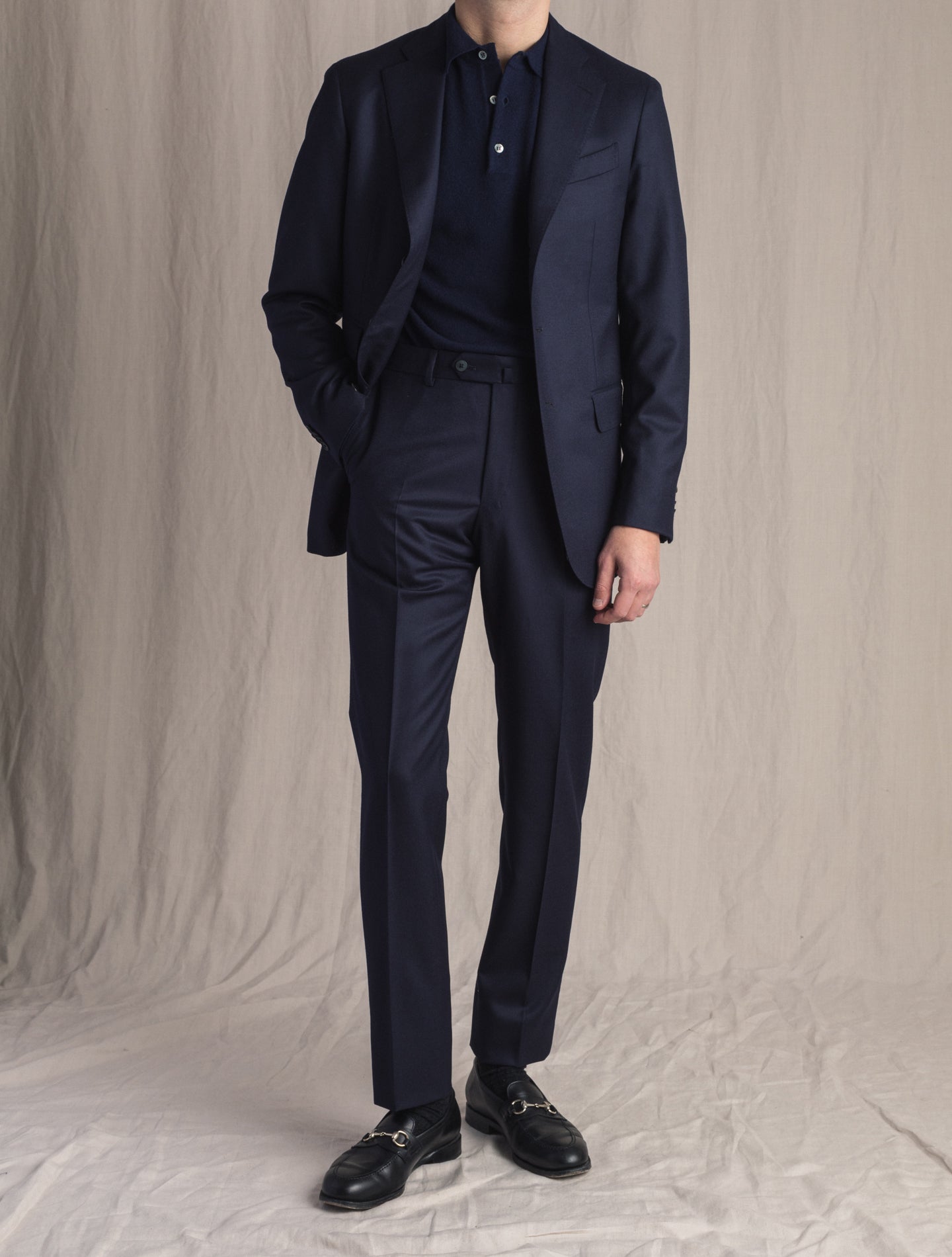 Dark Blue Boheme Light Flannel Suit | Gabucci