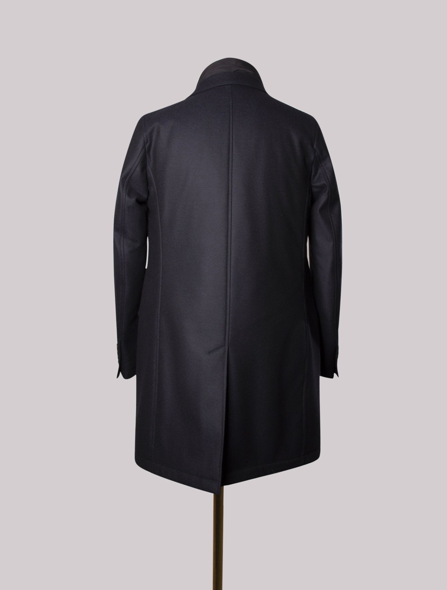 Dark Blue Wool Coat With Detachable Down Bib