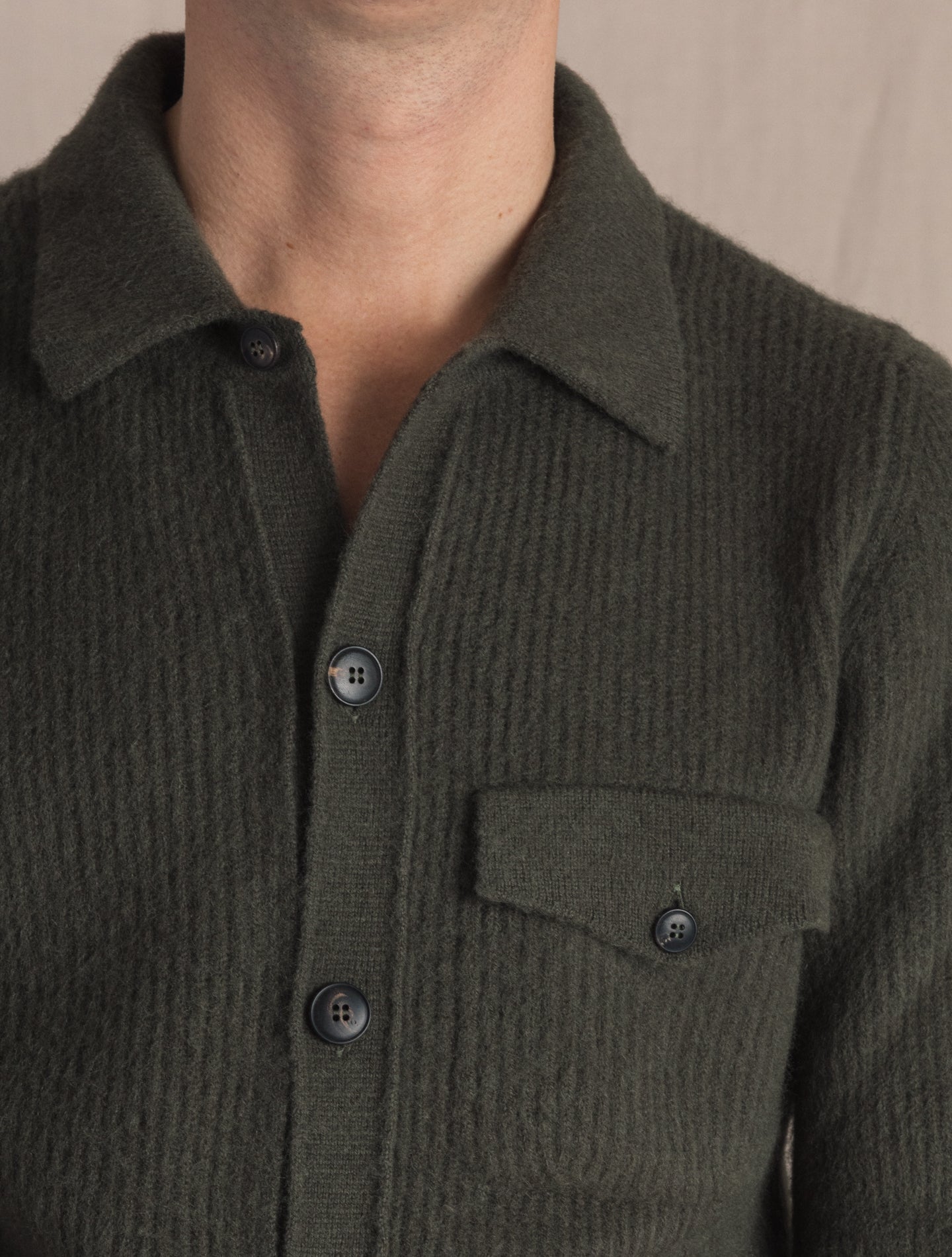 Dark Green Wool Cashmere Knitted Jacket | Gabucci