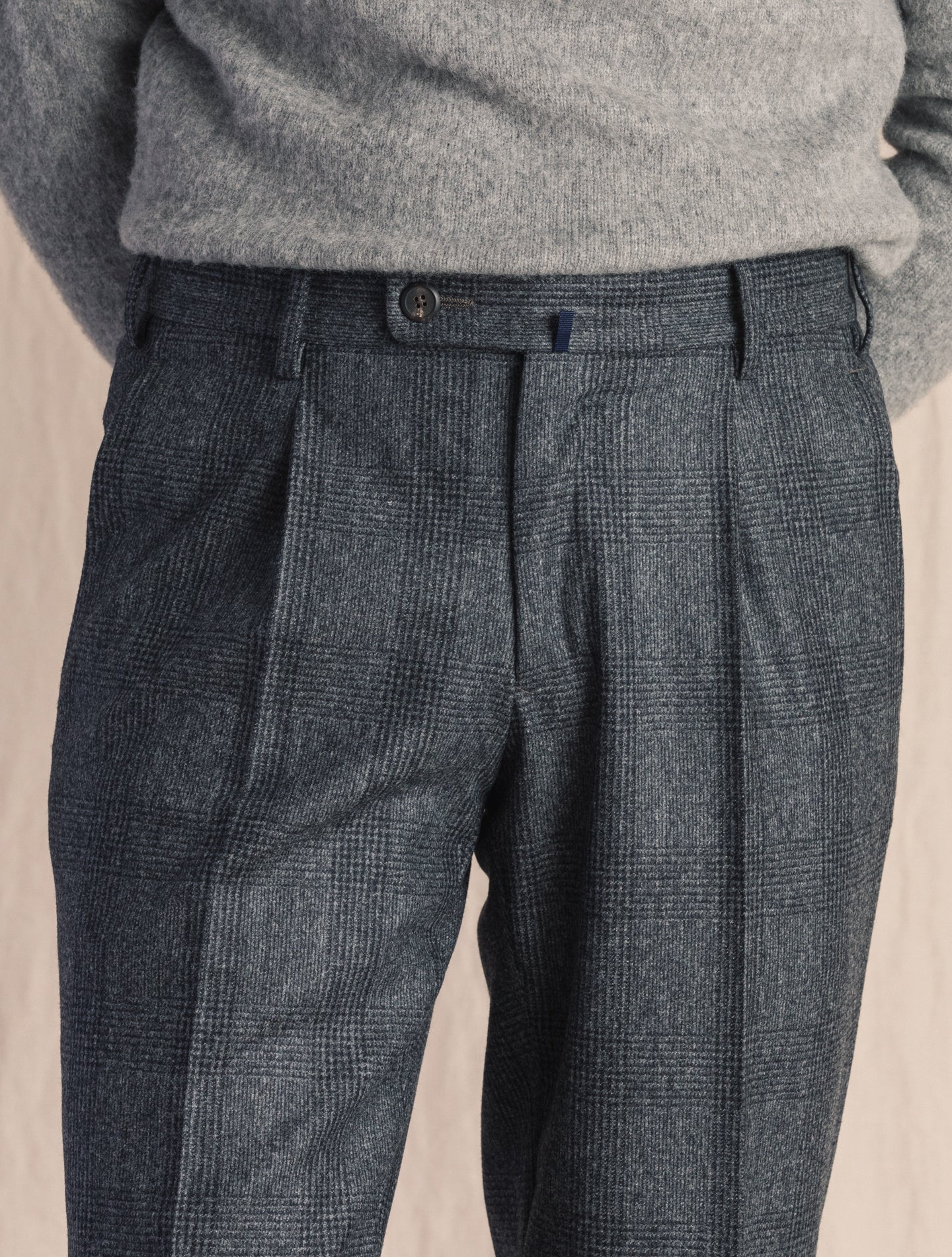 Dark Grey Checked Wool Trousers | Gabucci