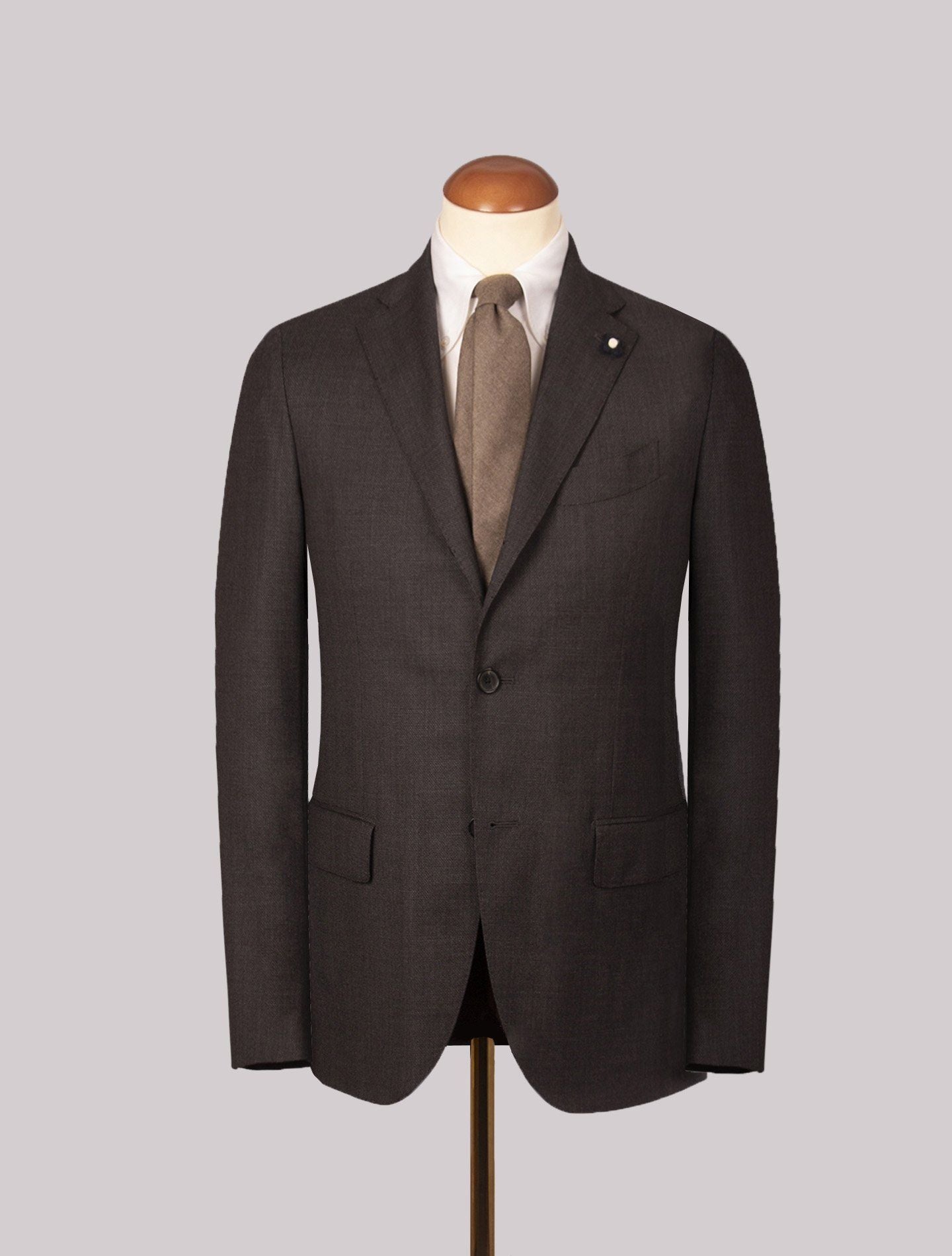 Dark Grey Single Breasted Hopsack Suit Lardini Suits Gabucci