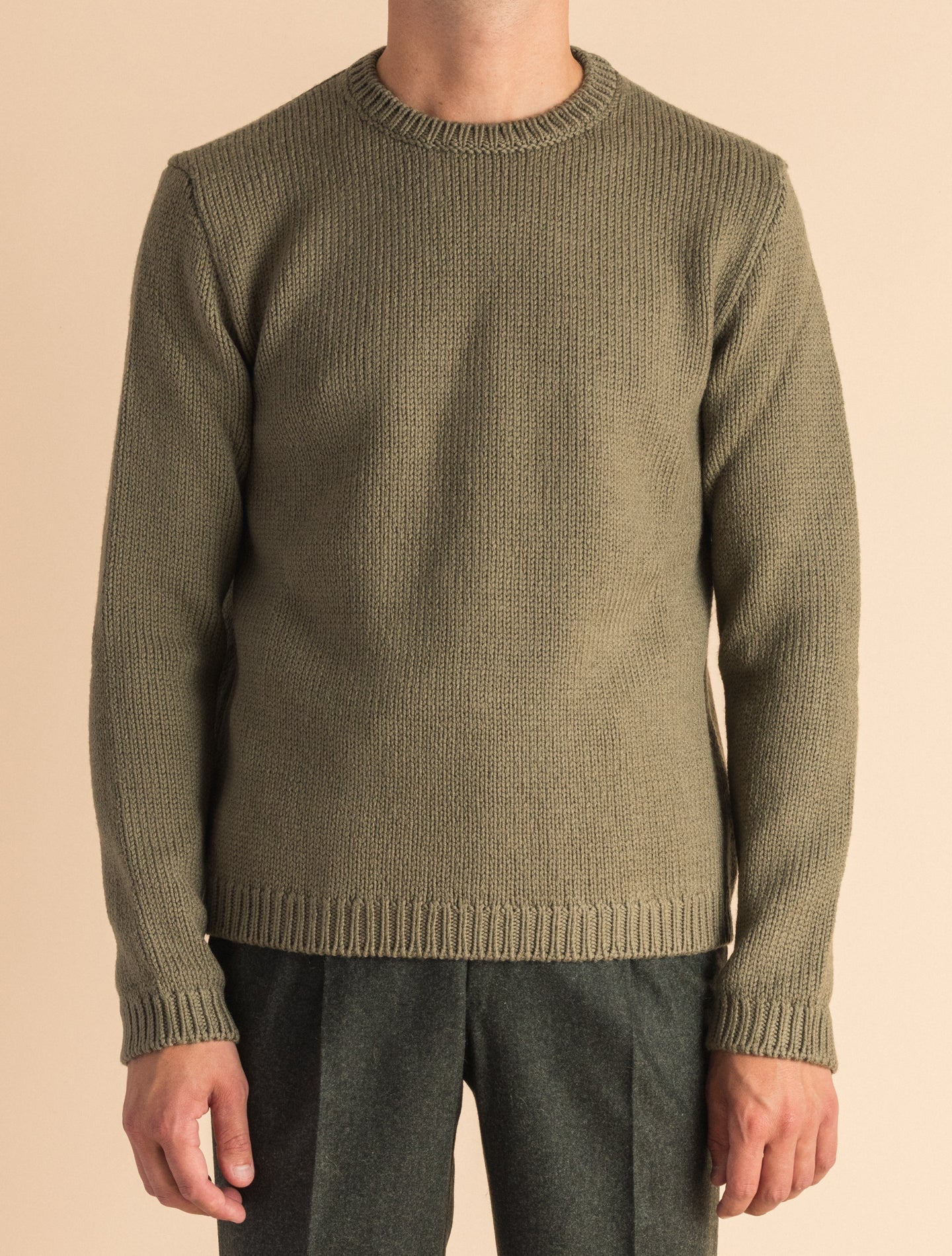 Denzel Crewneck Wool Sweater Sage Massimo Alba Knitwear XS