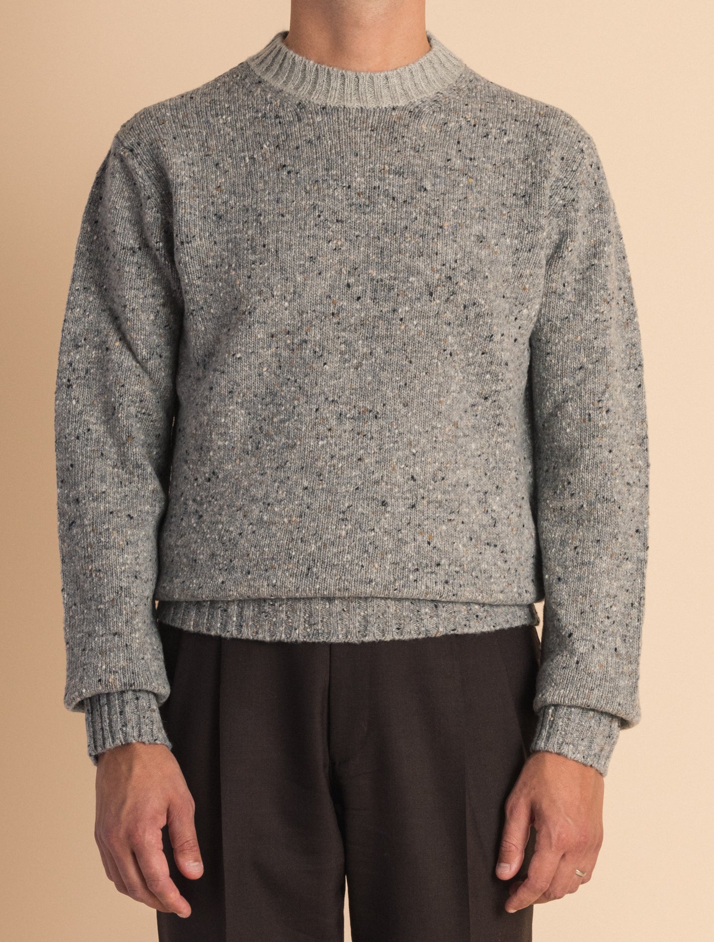 Donegal Crewneck Wool Sweater Grey Aspesi Knitwear 48