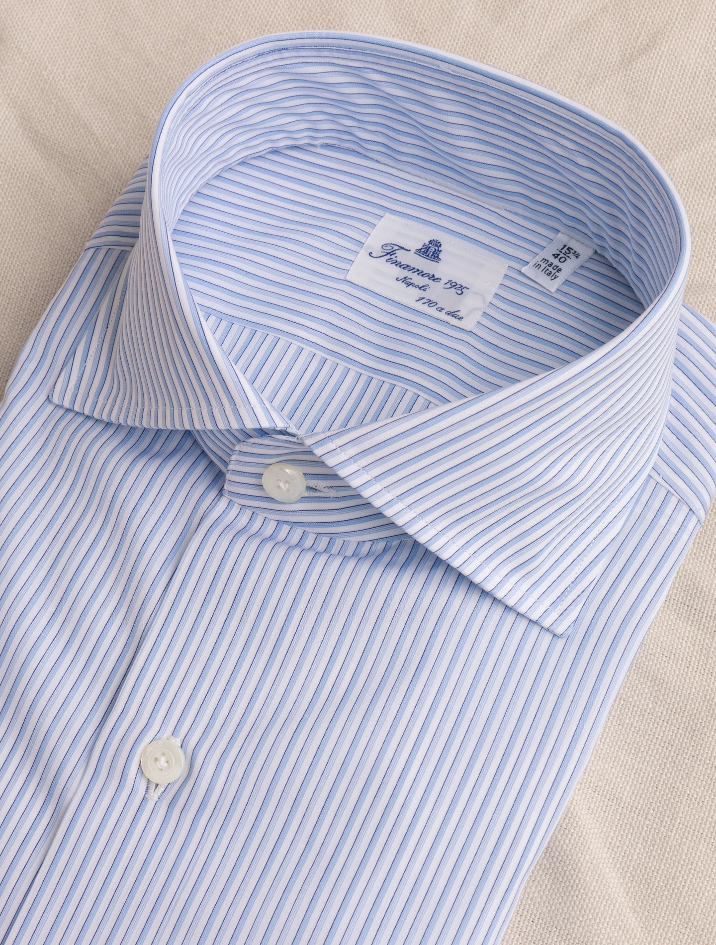 Double Striped Eduardo 170 Light Blue Finamore Shirts 38