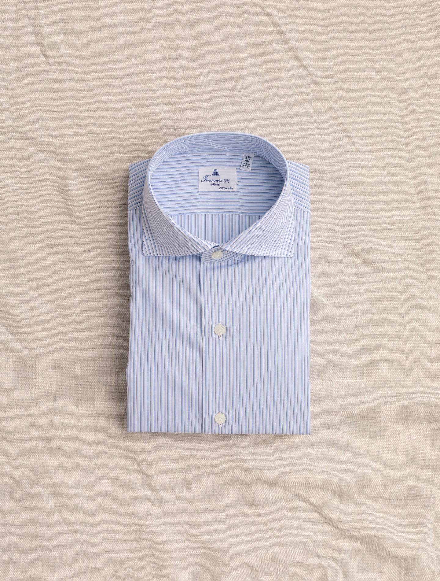 Double Striped Eduardo 170 Light Blue Finamore Shirts 38