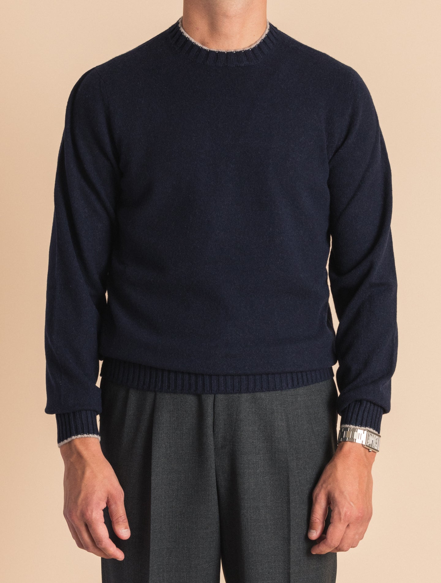 Duvet Cashmere Knitted Crewneck Navy Fioroni Knitwear 46