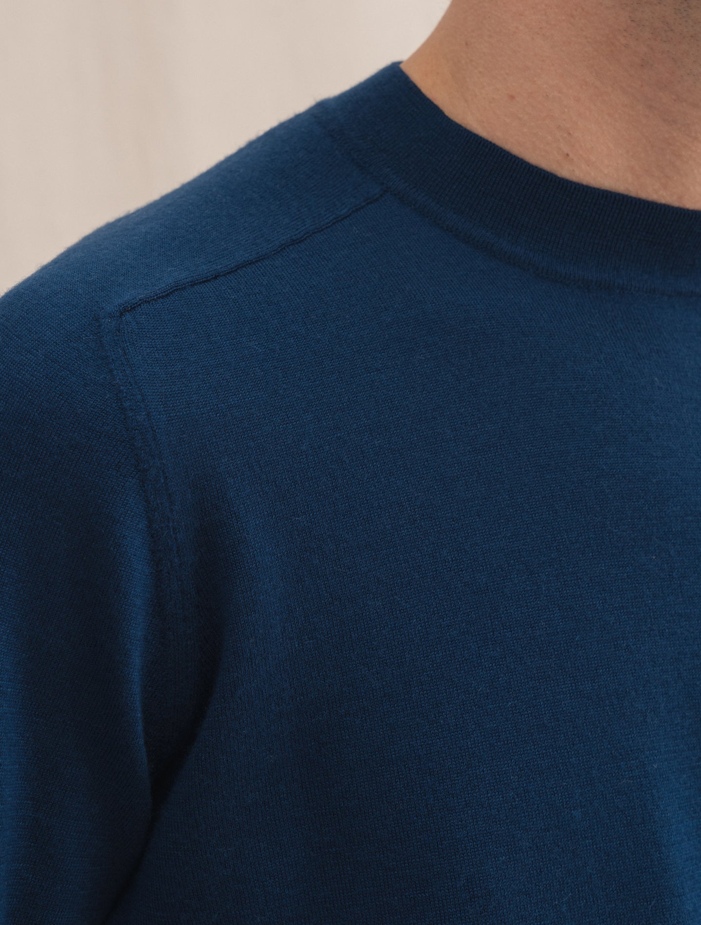 Duvet Cashmere Knitted Saddle Shoulder Crewneck Blue Fioroni Knitwear 48