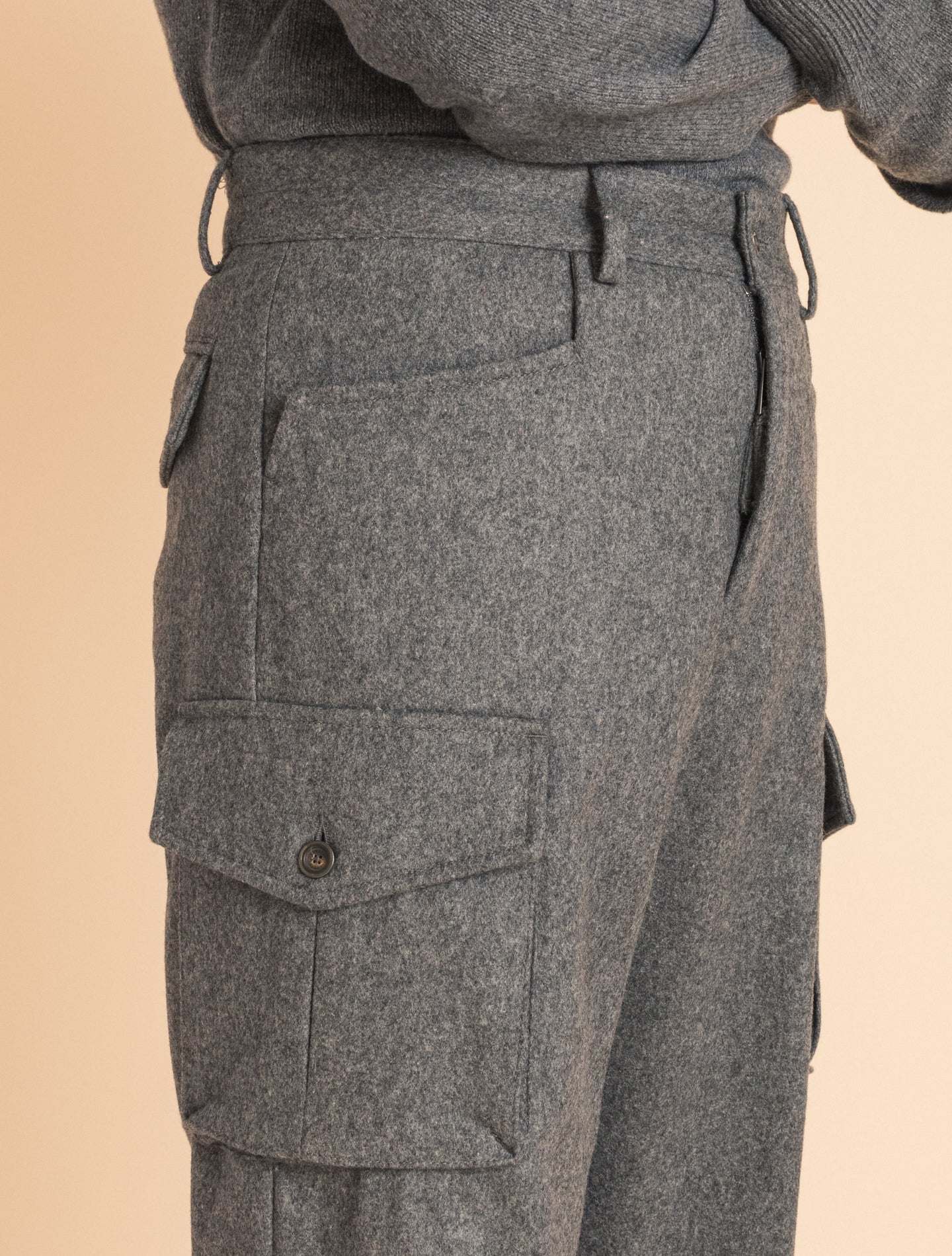 Flannel Cargo Trousers Mid Grey Lardini Trousers 46