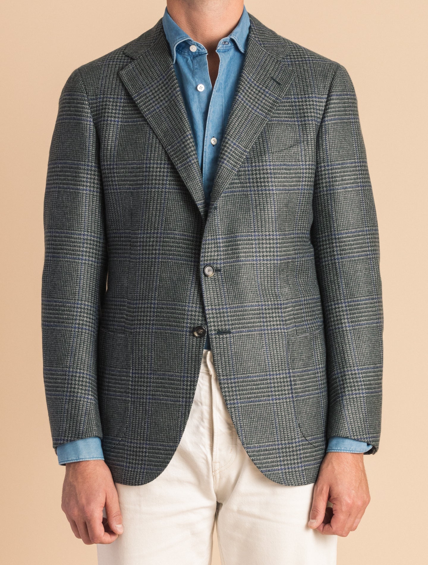 Glenchek Cashmere Single Breasted Jacket Mid Grey Cesare Attolini Jackets 50