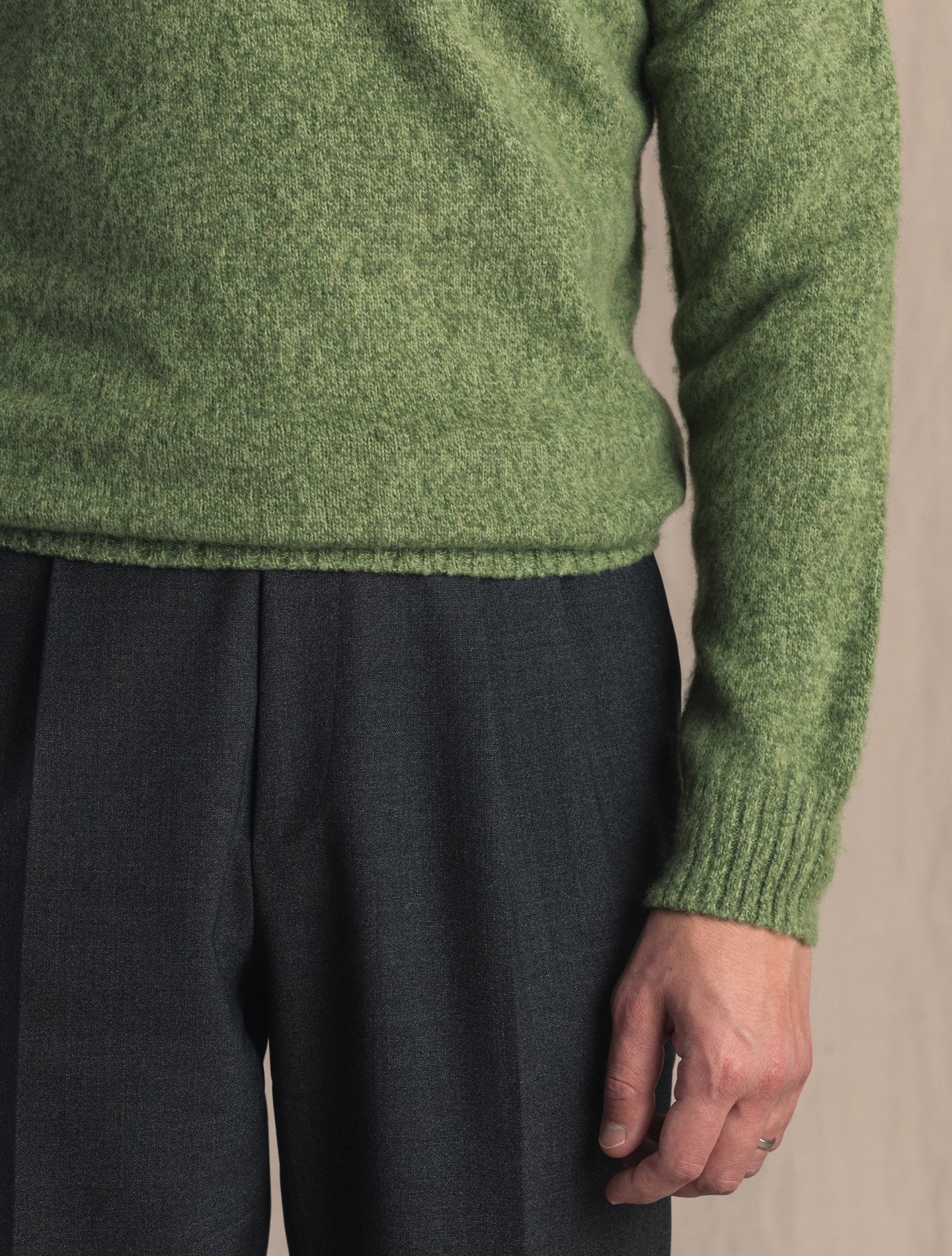 Green Brushed Wool Cashmere Mockneck | Gabucci