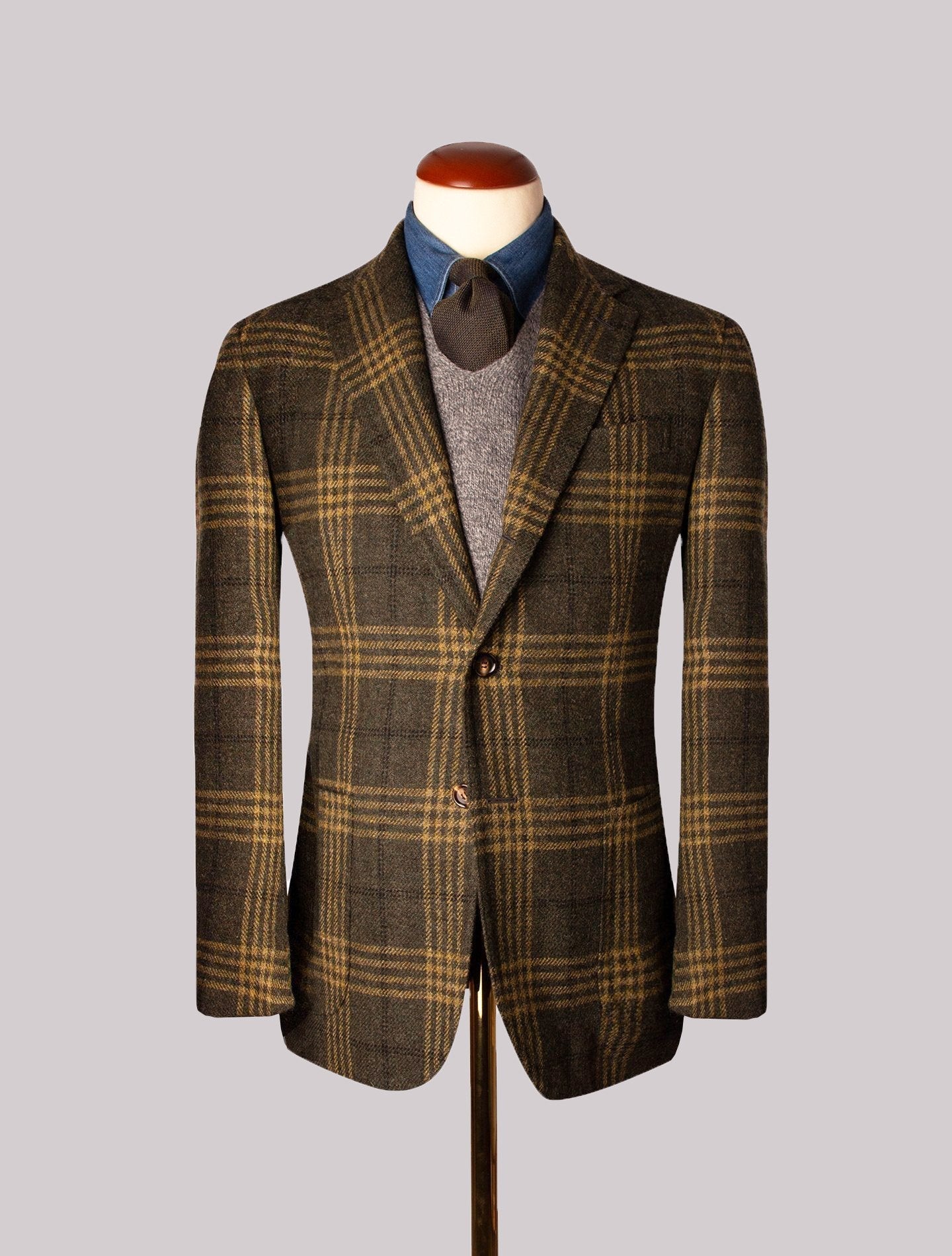 Green Pattern Checked Wool Jacket