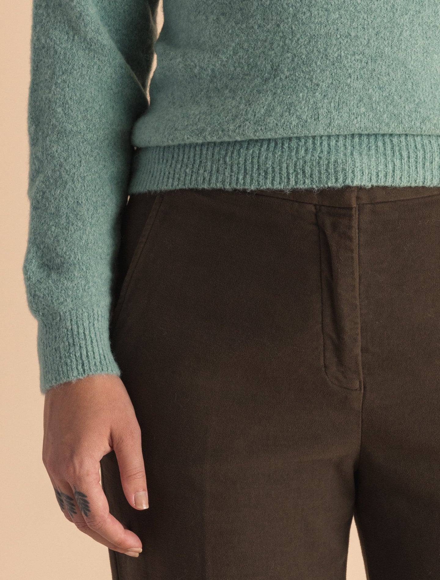 Green Wool Alpaca Crewneck Sweater | Gabucci