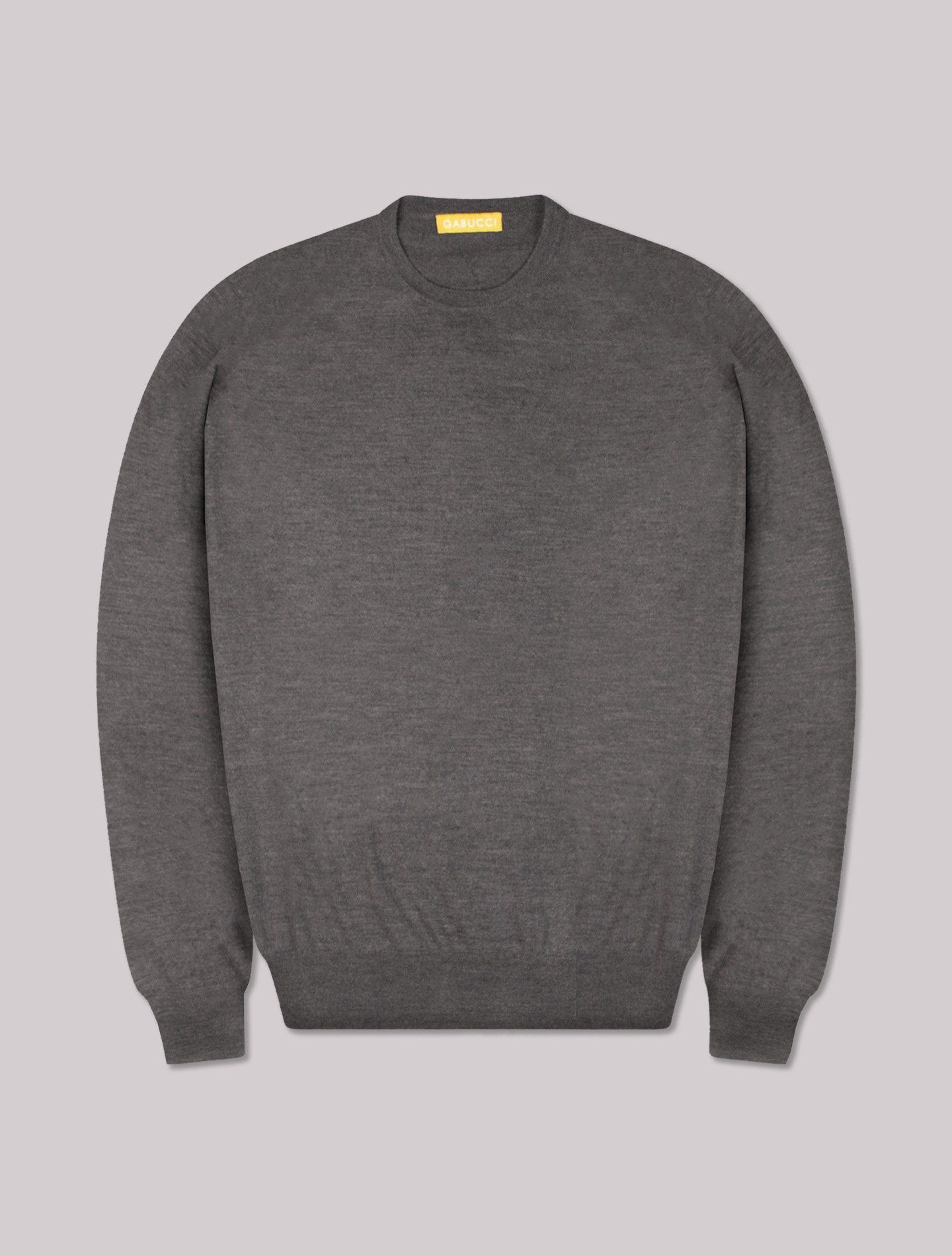 Grey Fine Merino Wool Crewneck Sweater Gabucci Knitwear 46