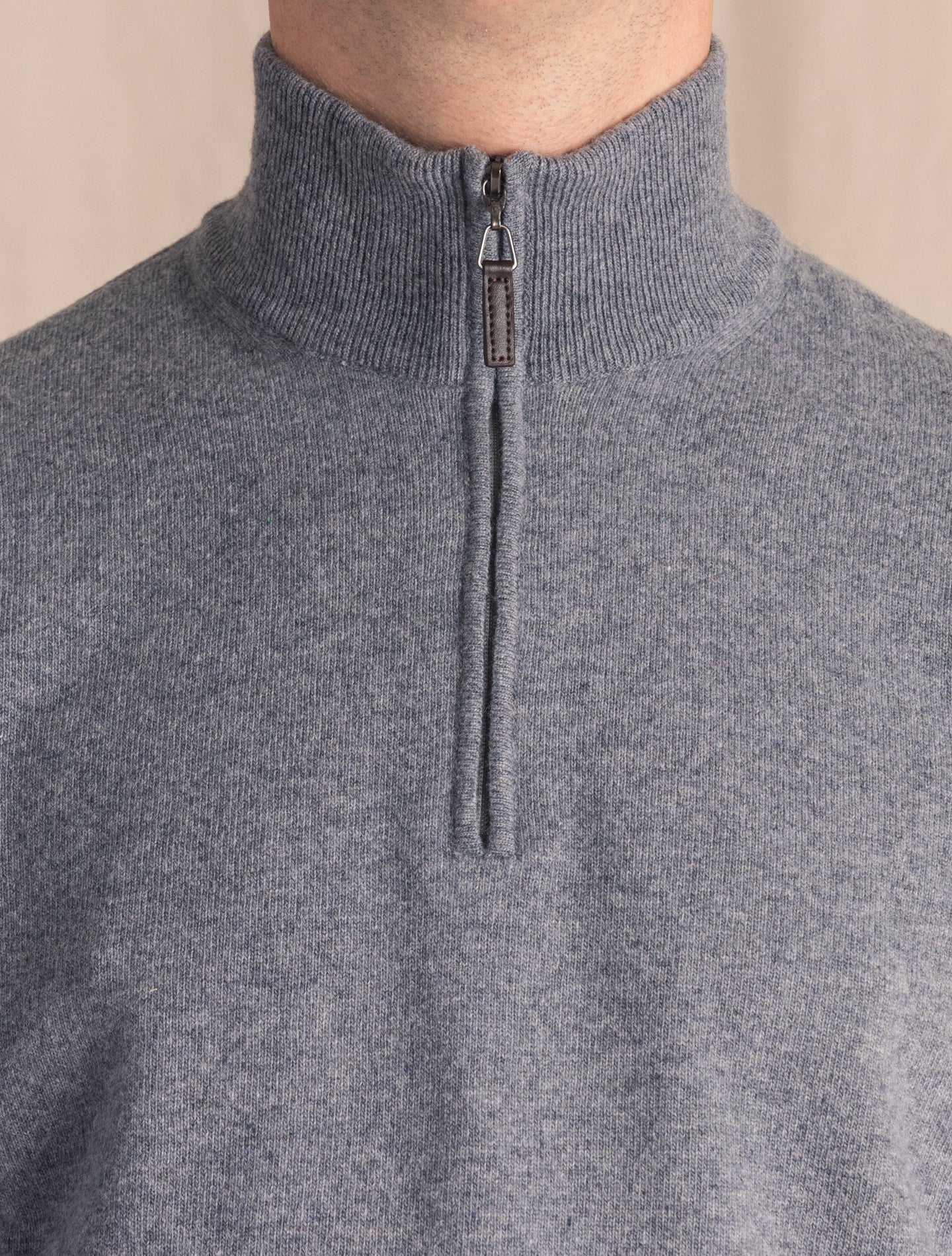 Grey Knitted 1/4 Zip Sweater | Gabucci