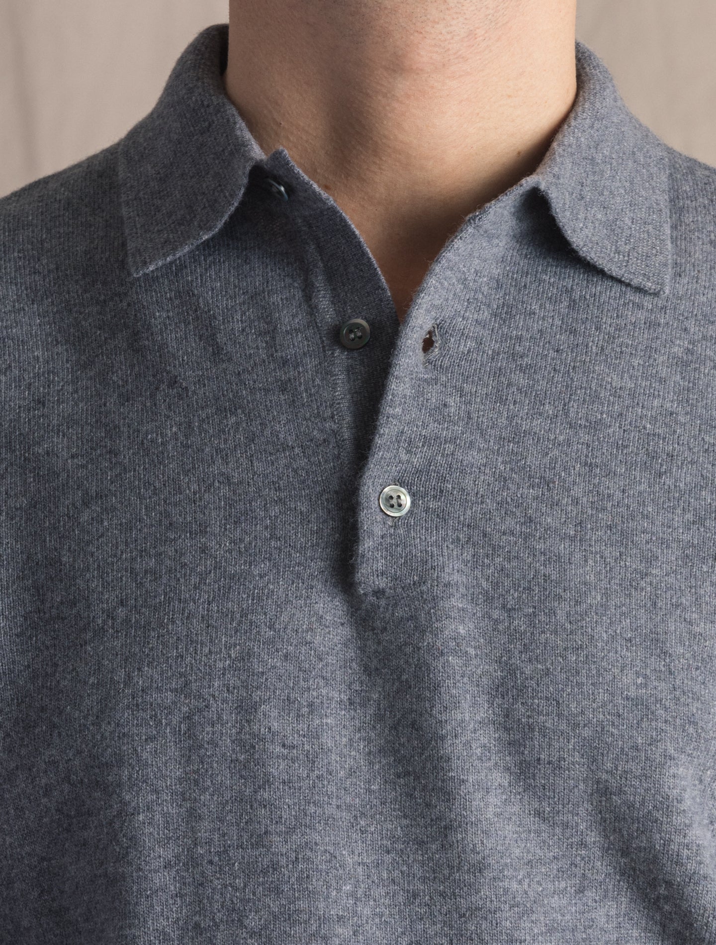 Grey Knitted Polo Shirt | Gabucci