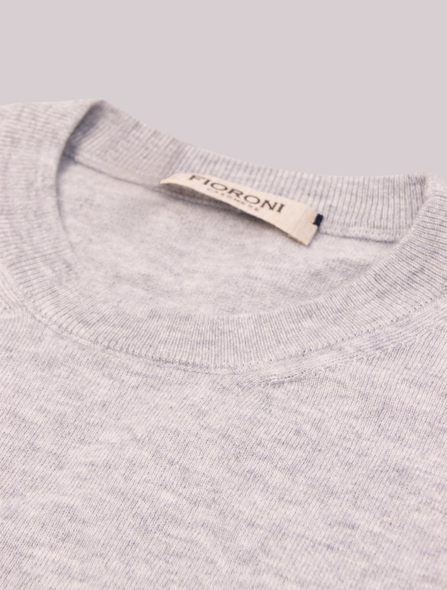 Grey Light Knitted Cashmere Crewneck Sweater | Gabucci