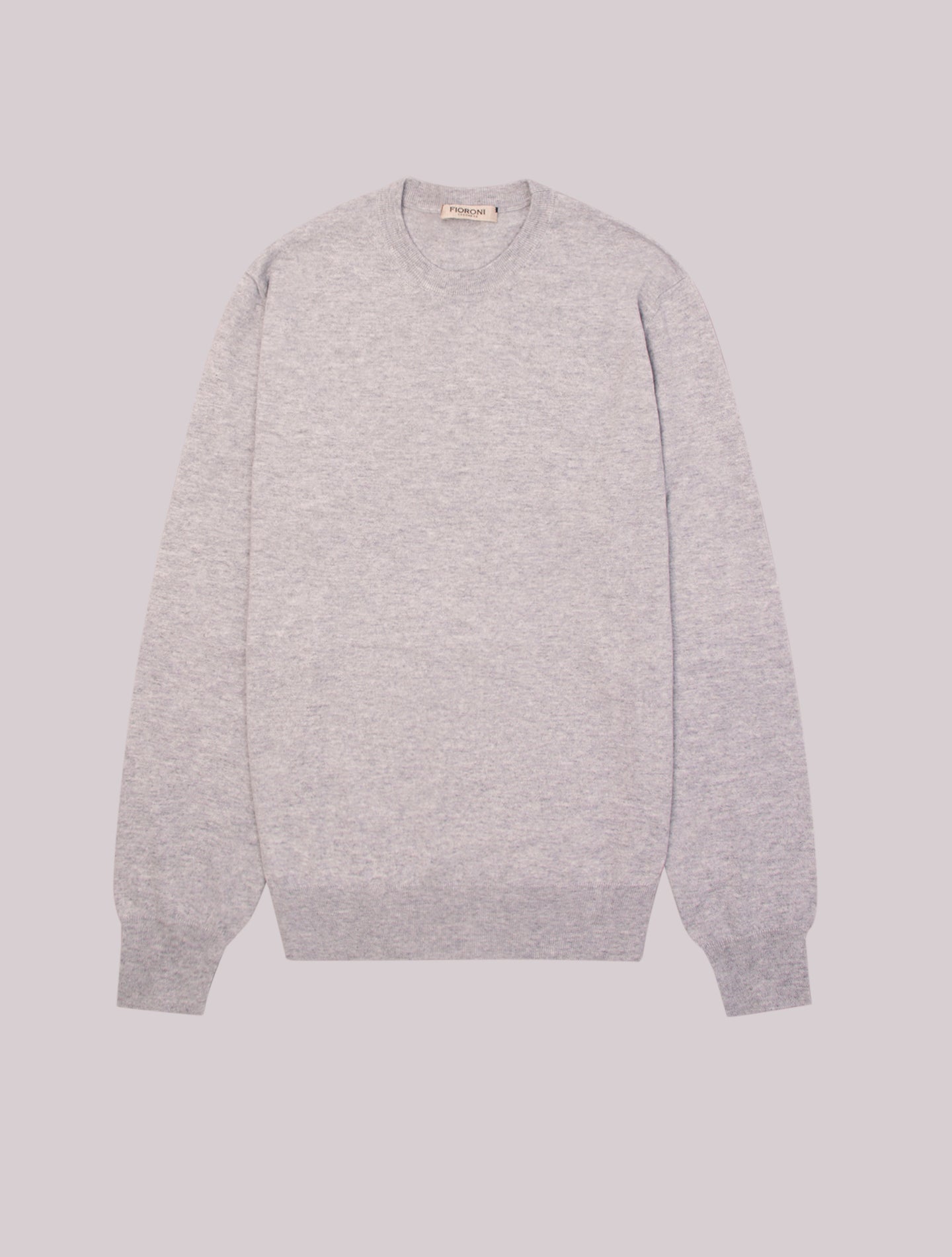 Grey Light Knitted Cashmere Crewneck Sweater | Gabucci