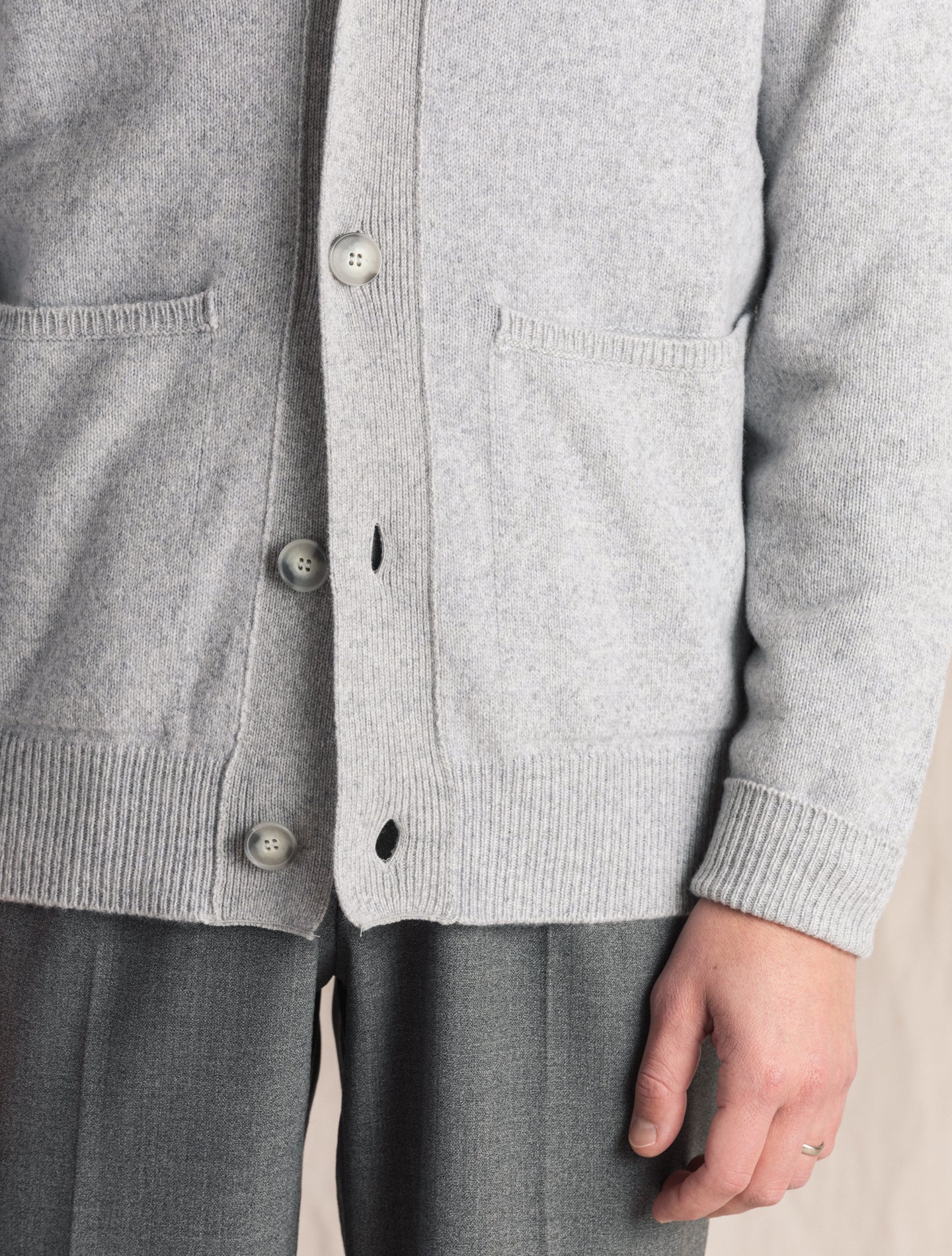 Grey Melange Wool Cashmere Cardigan | Gabucci