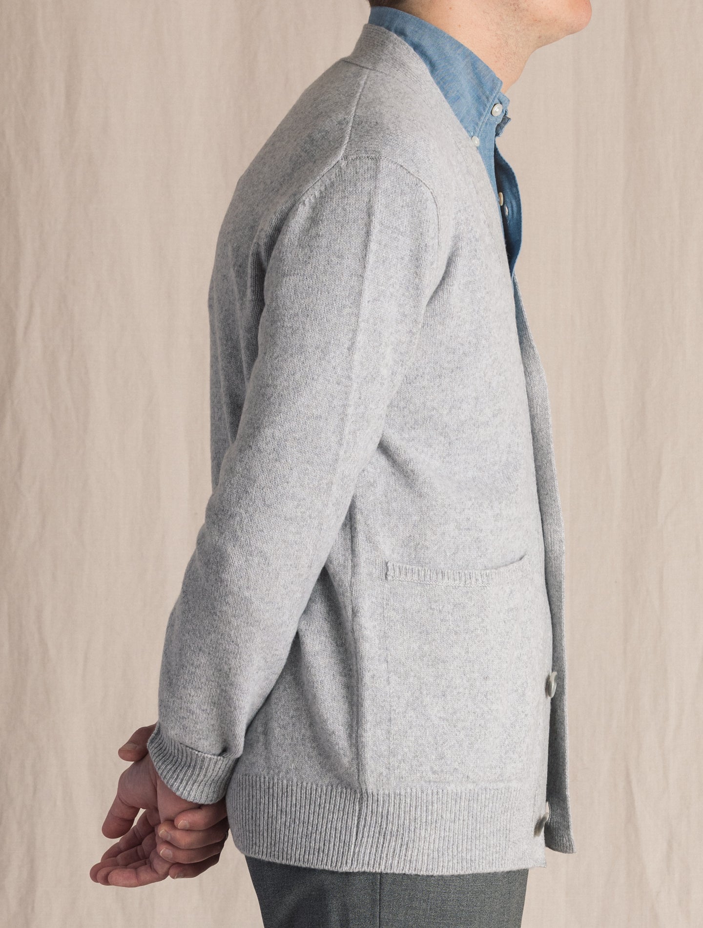 Grey Melange Wool Cashmere Cardigan | Gabucci