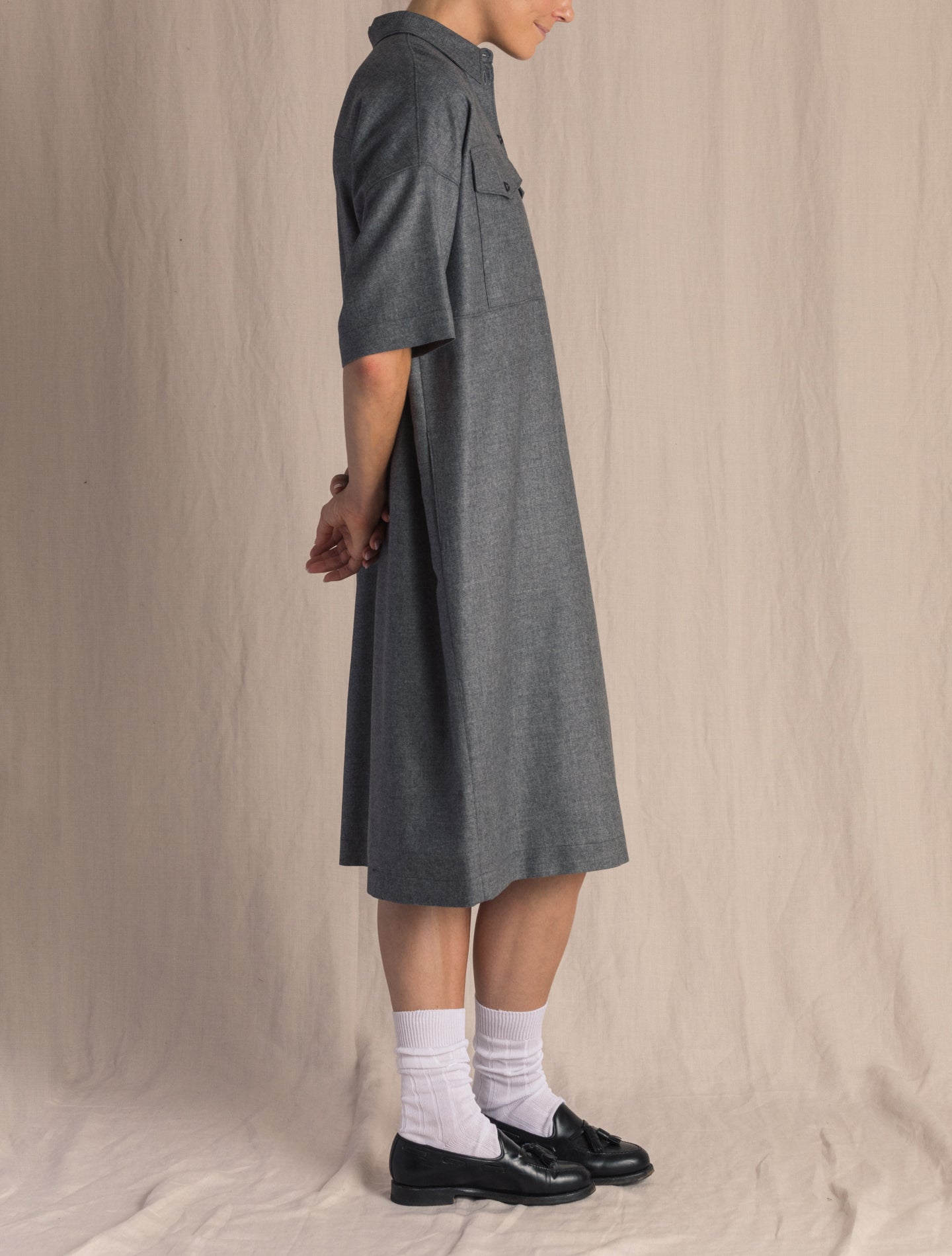 Grey Relaxed Wool Dress | Gabucci