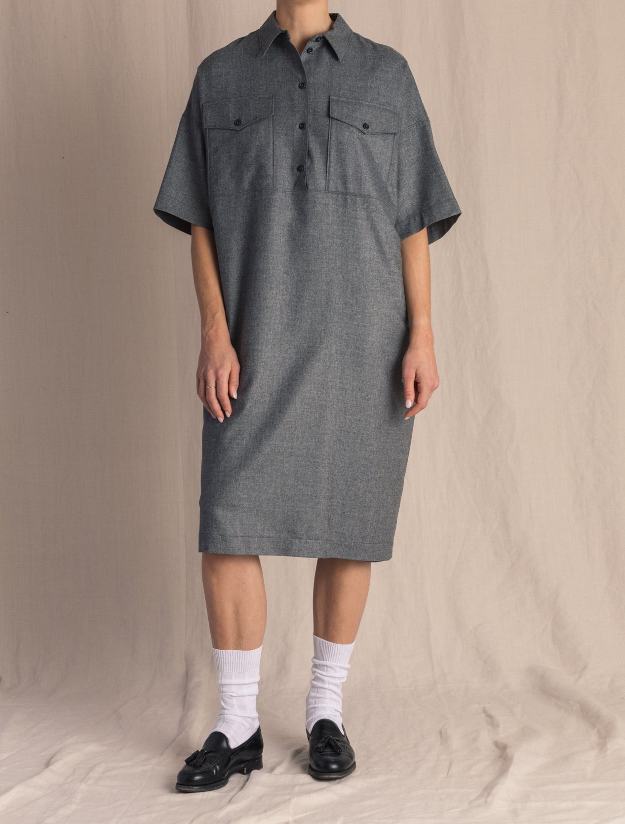 Grey Relaxed Wool Dress | Gabucci