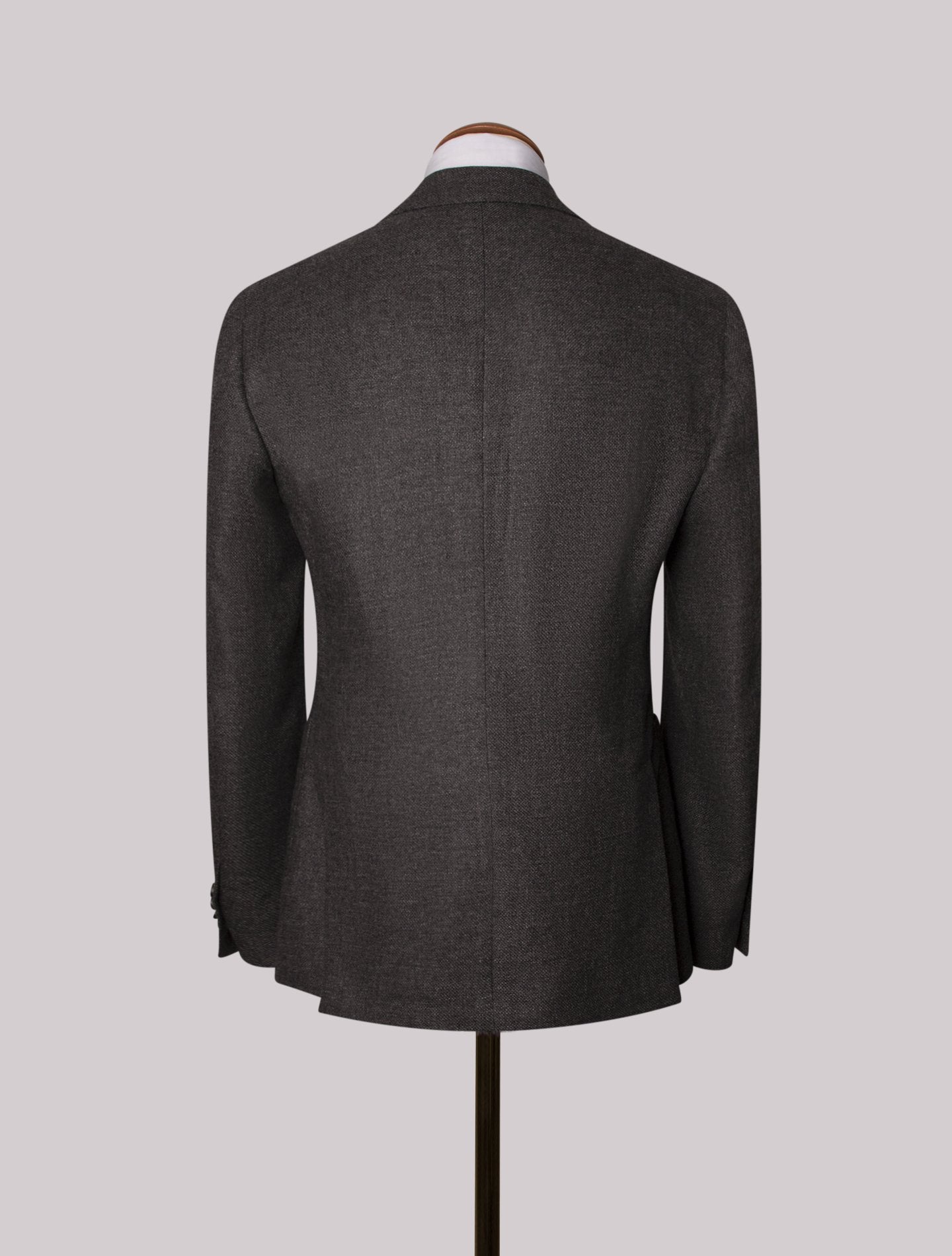 Grey Wool Linen Hopsack Single Breasted Jacket