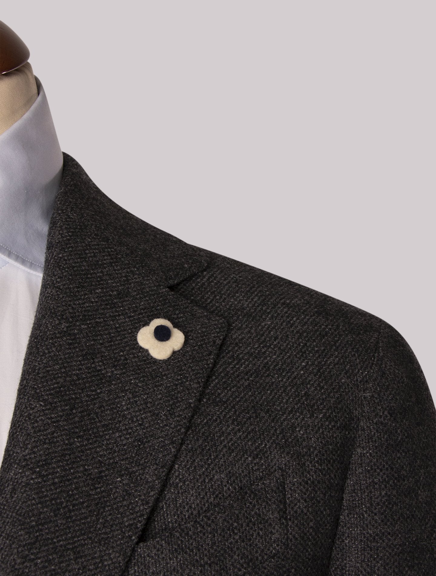 Grey Wool Linen Hopsack Single Breasted Jacket