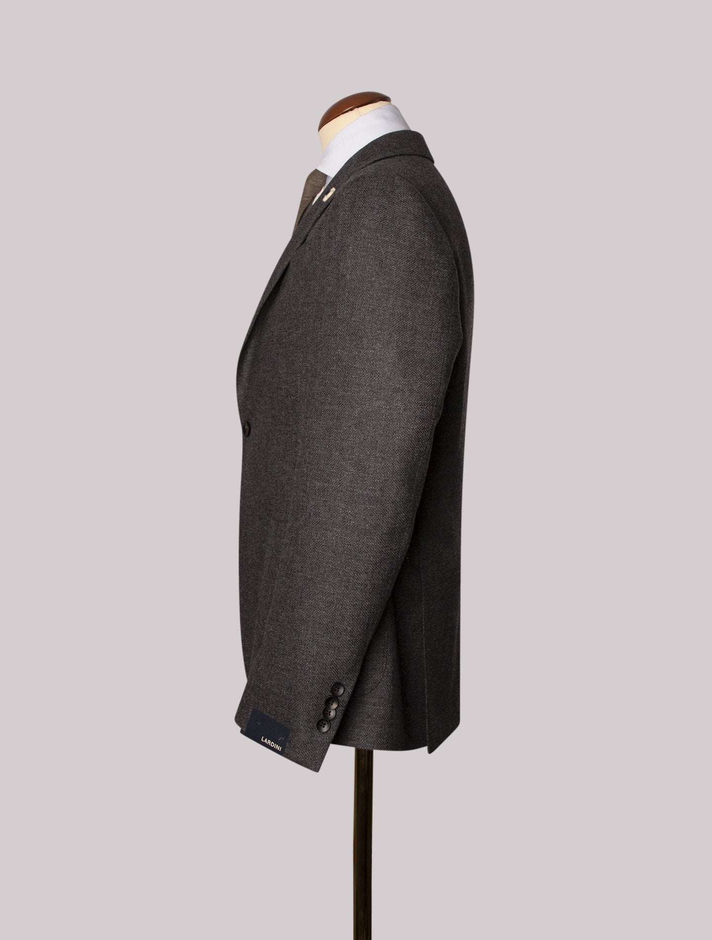 Grey Wool Linen Hopsack Single Breasted Jacket