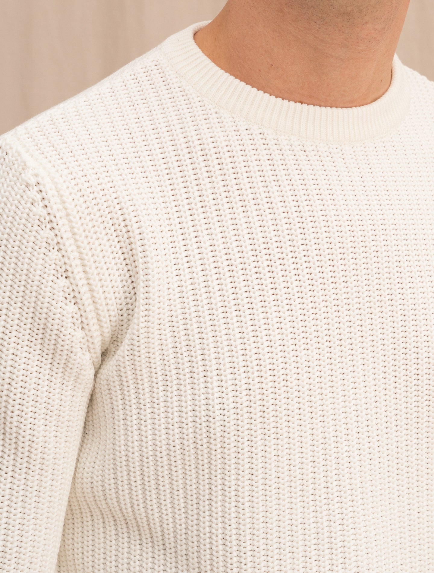 Heavy Knitted Cotton Crewneck White Morgano Knitwear 46