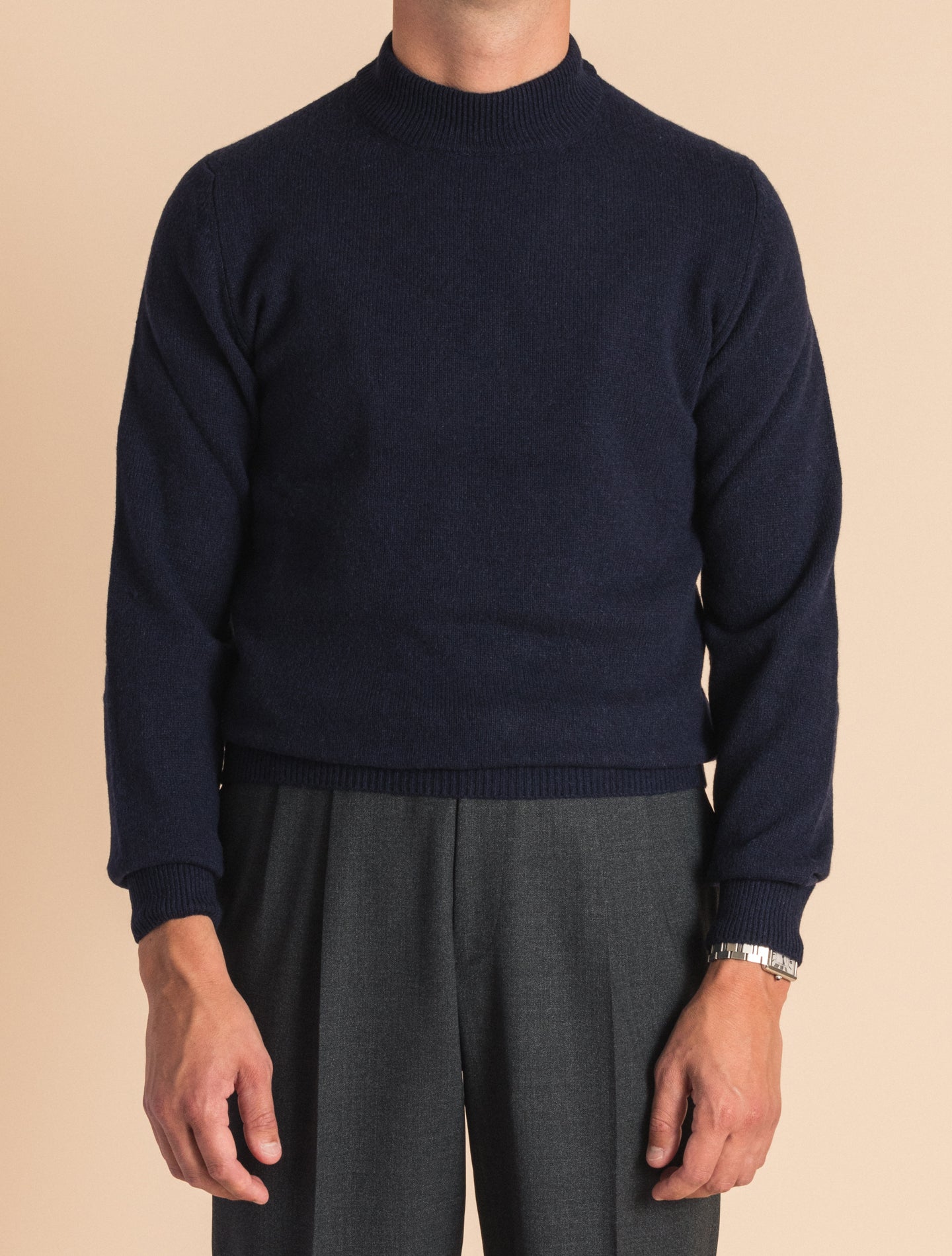 Heavy Knitted Mockneck Navy Gabucci Knitwear 46