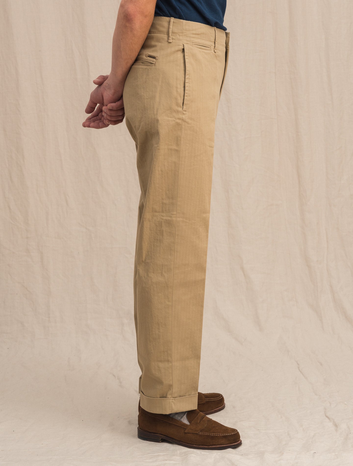 Herringbone Regular Fit Slacks Beige Incotex Trousers 31