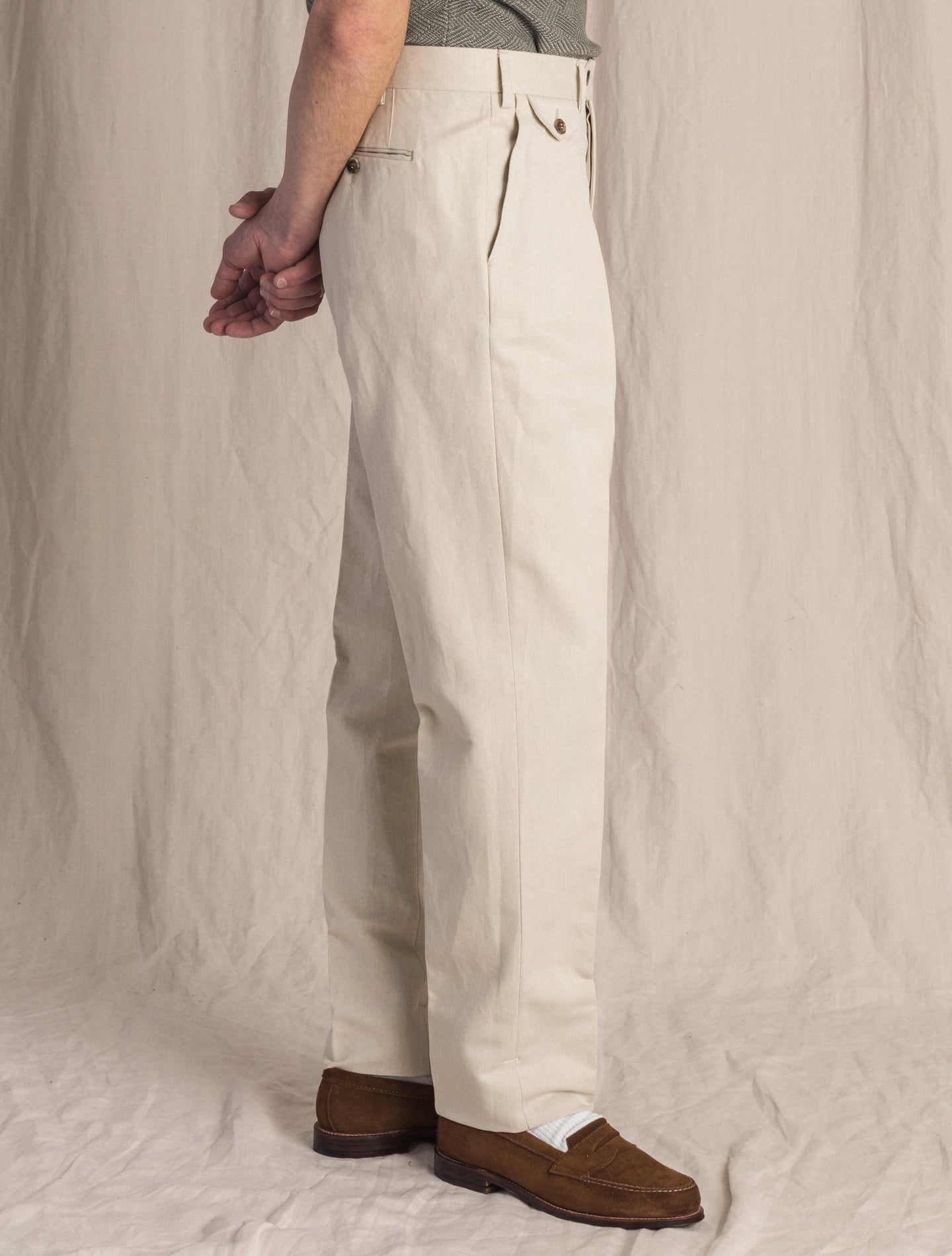 High Waisted Cotton Linen Trouser Beige Lardini Trousers 48