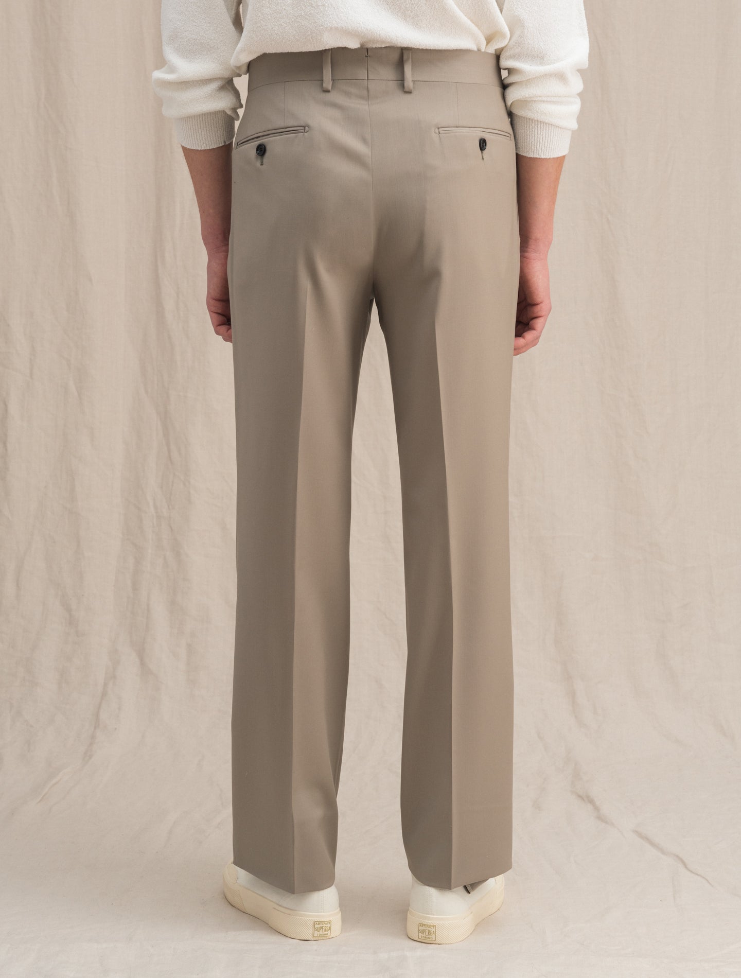 High Waisted Wool Trousers Beige Lardini Trousers 48