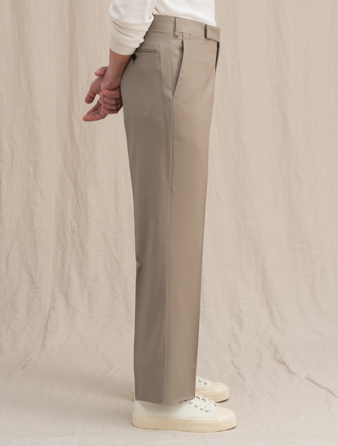 High Waisted Wool Trousers Beige Lardini Trousers 48