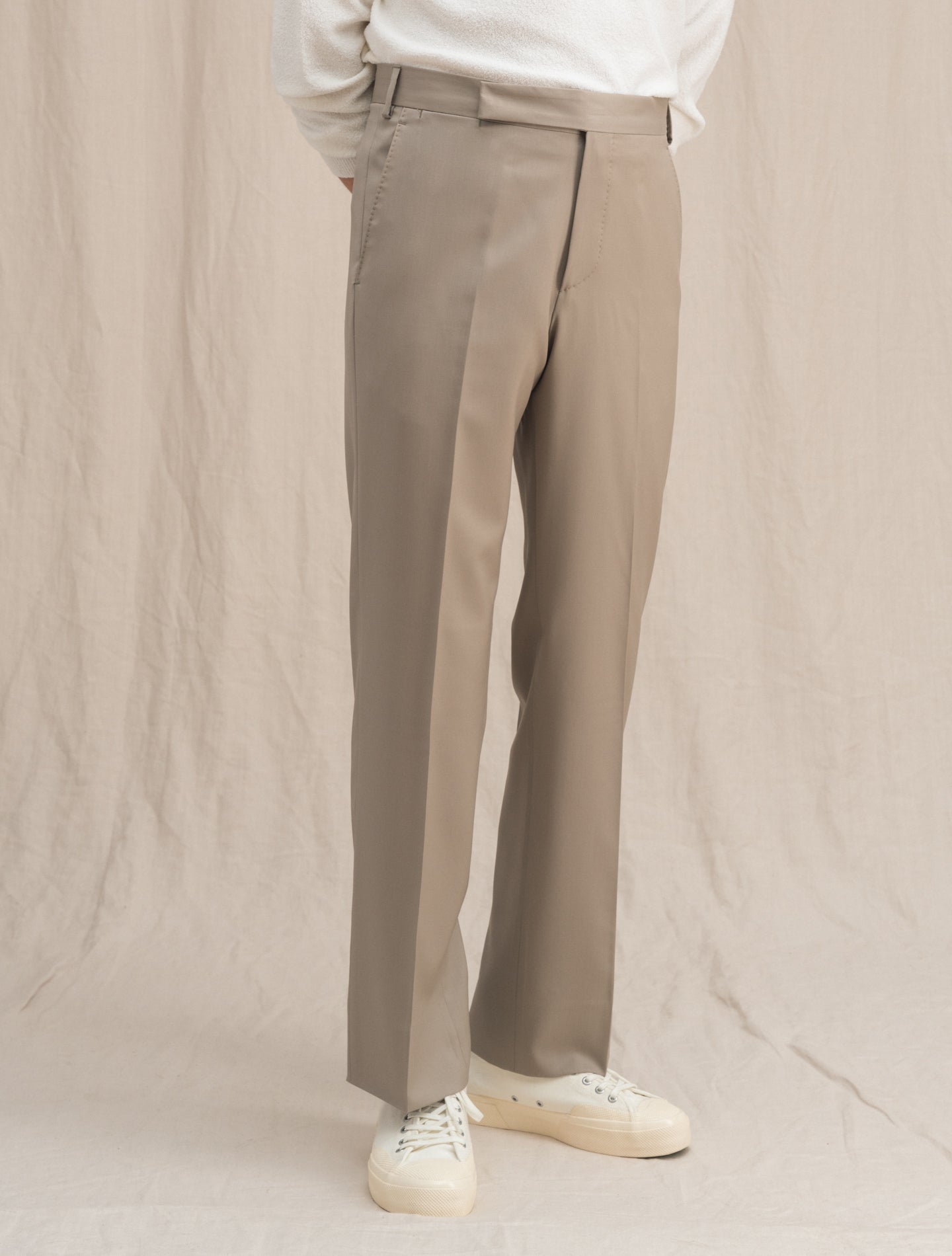 High Waisted Wool Trousers Beige Lardini Trousers 48