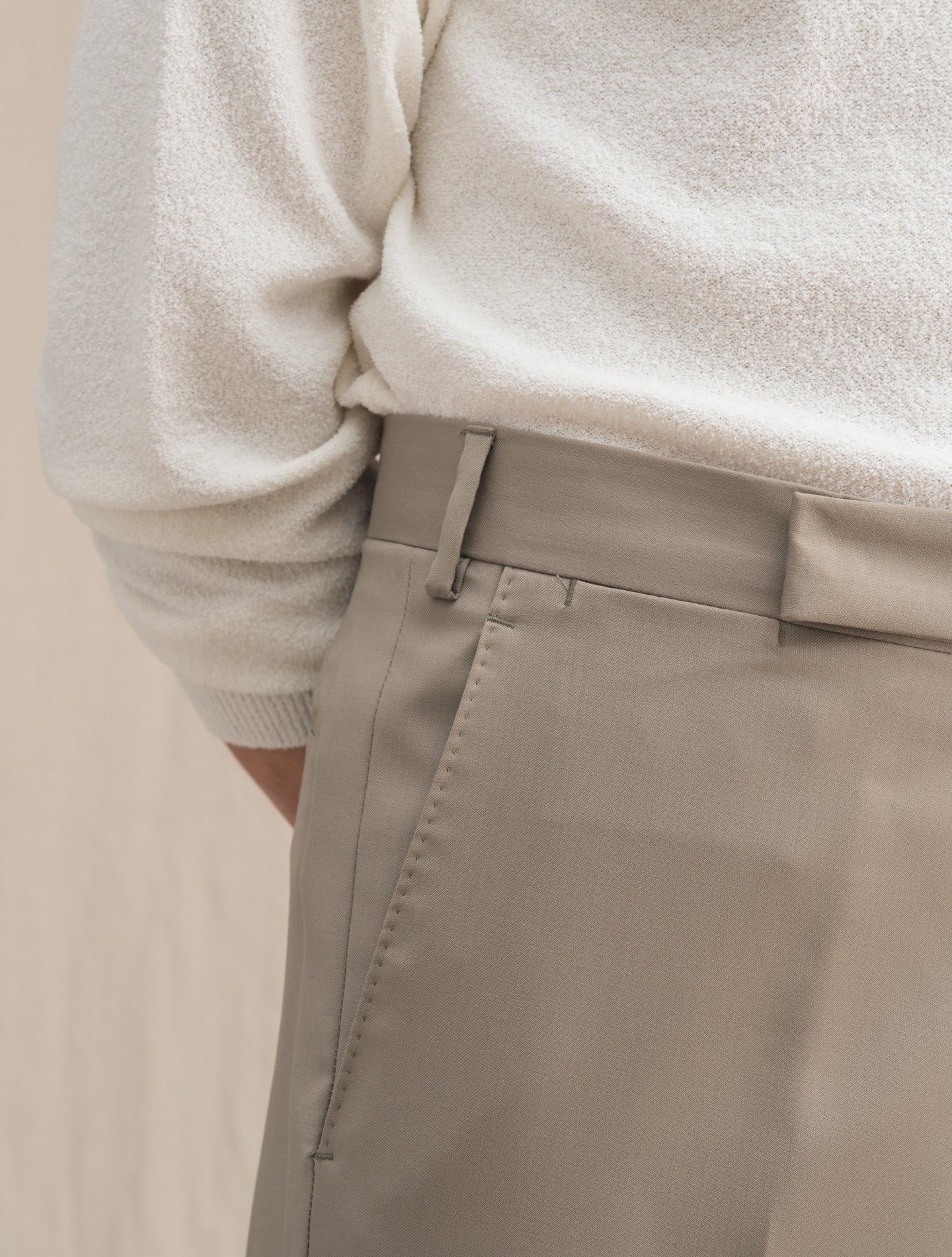 High Waisted Wool Trousers Beige | Gabucci