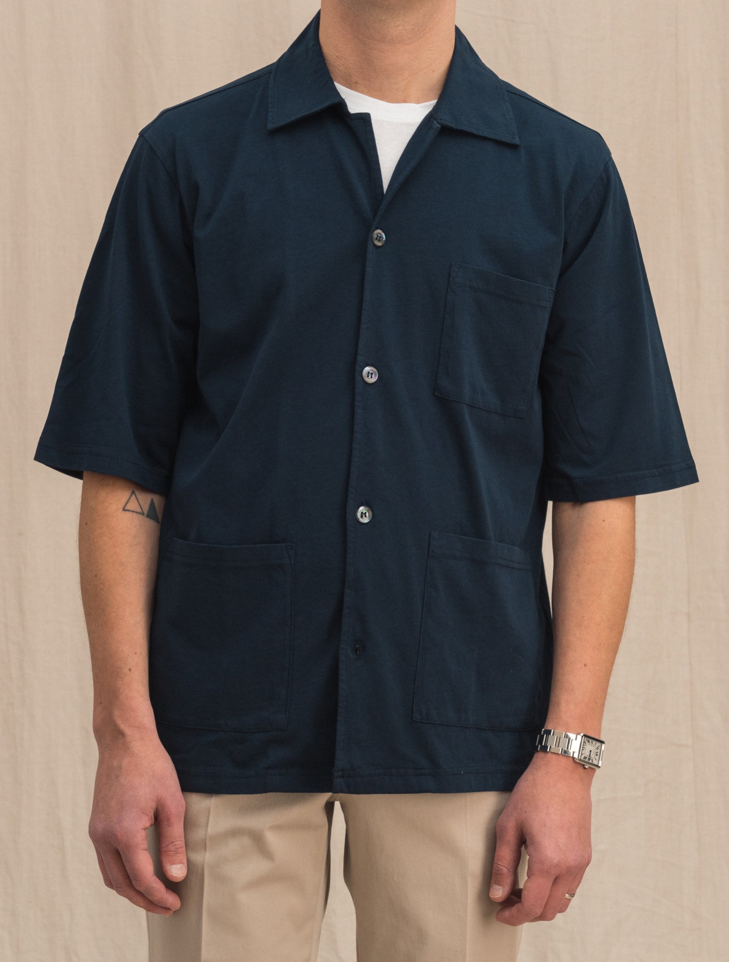 Jersey Bowling Shirt Navy Aspesi Shirts S