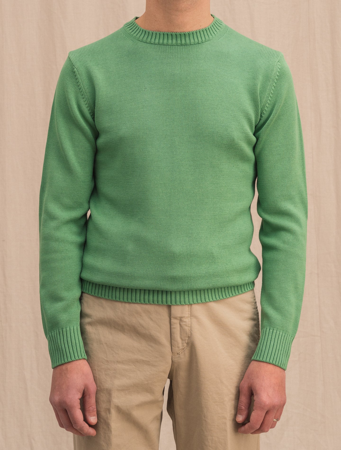 Knitted Cotton Crewneck Green Morgano Knitwear 46