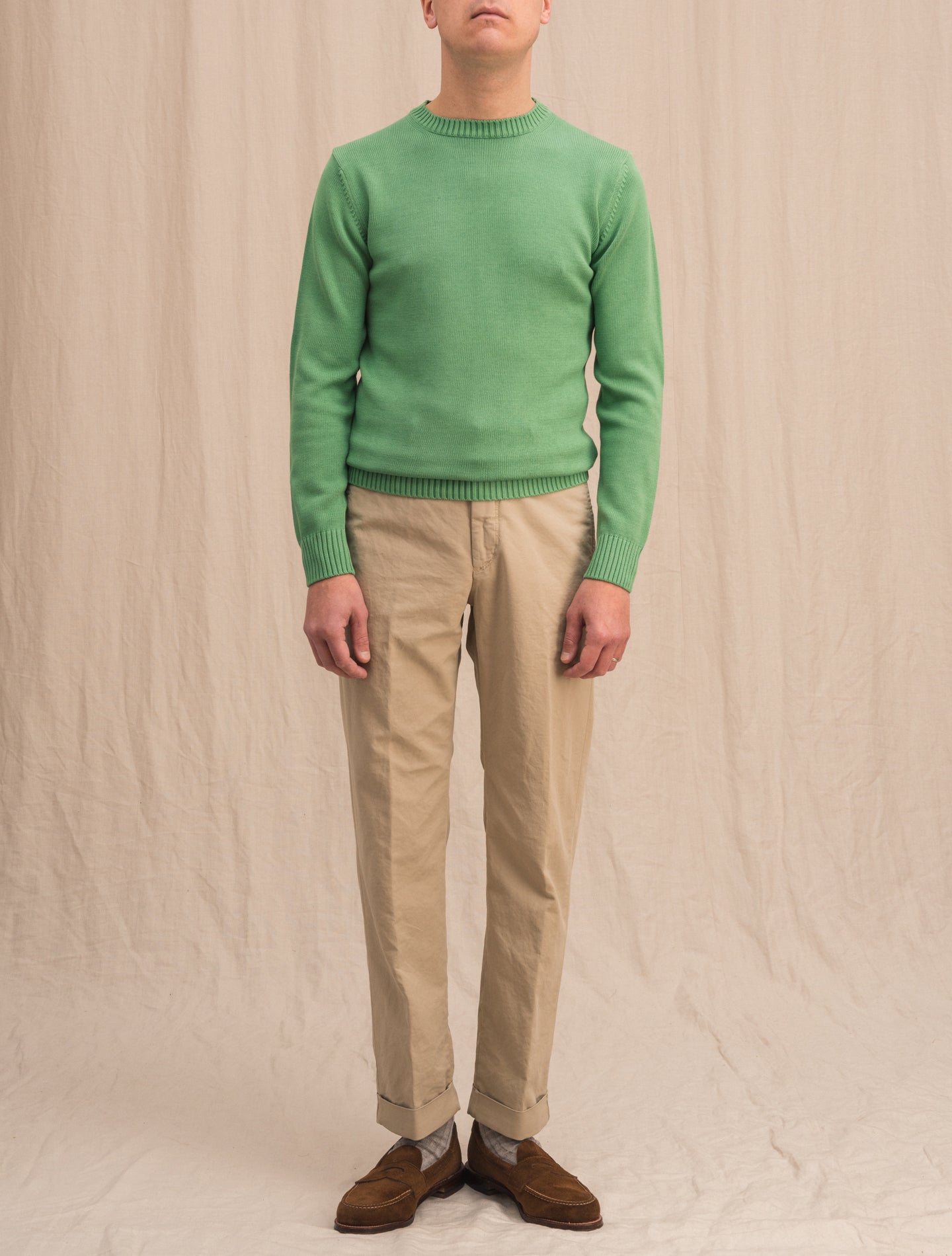 Knitted Cotton Crewneck Green Morgano Knitwear 46