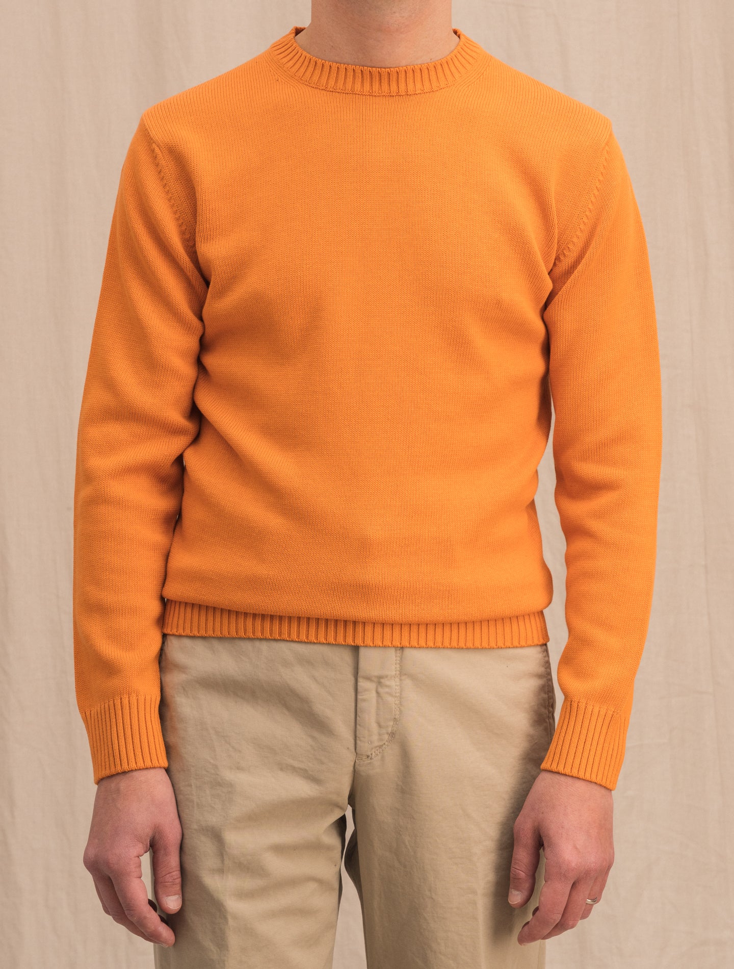 Knitted Cotton Crewneck Orange Morgano Knitwear 46