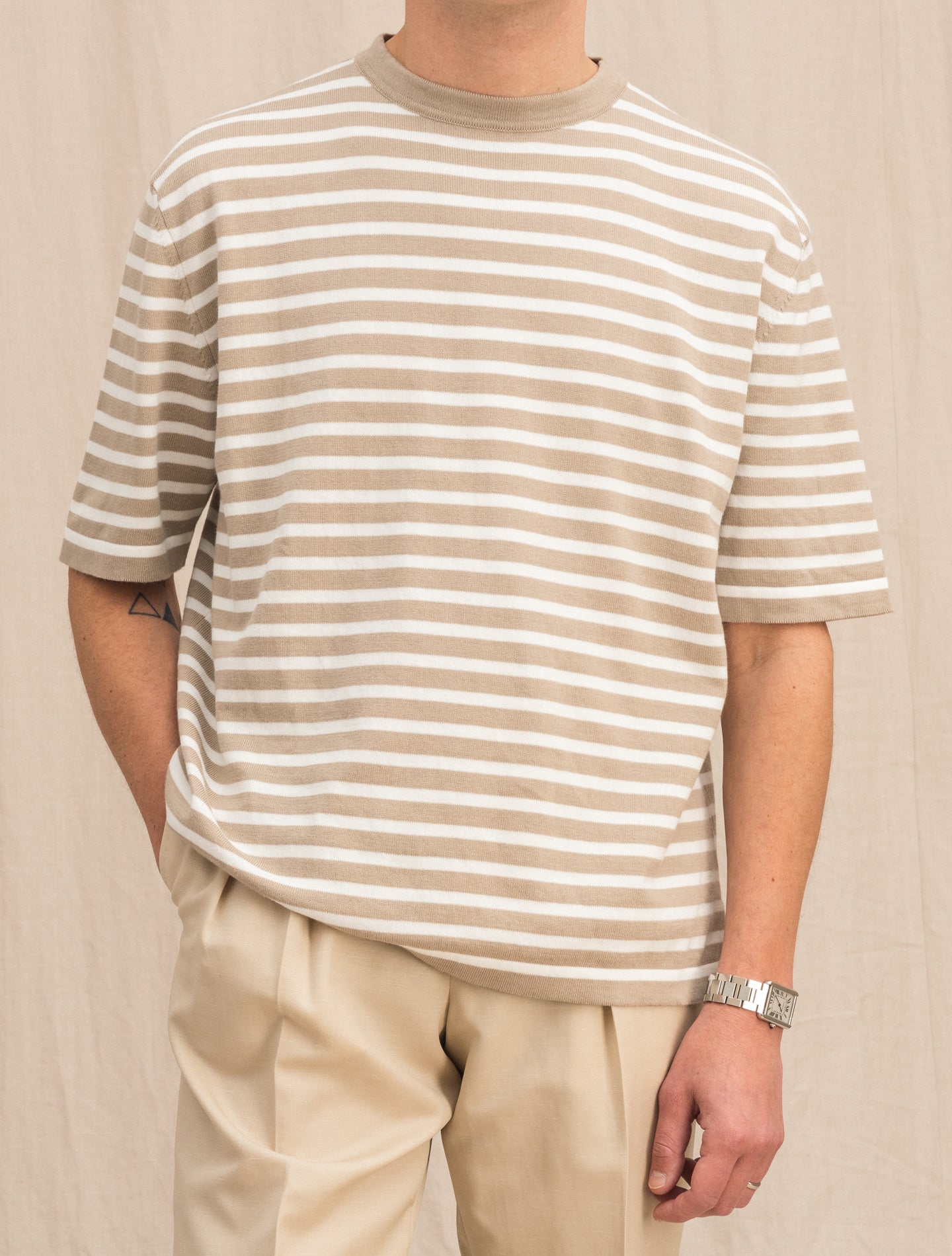 Knitted oversized T-Shirt Beige Lardini T-shirts 46