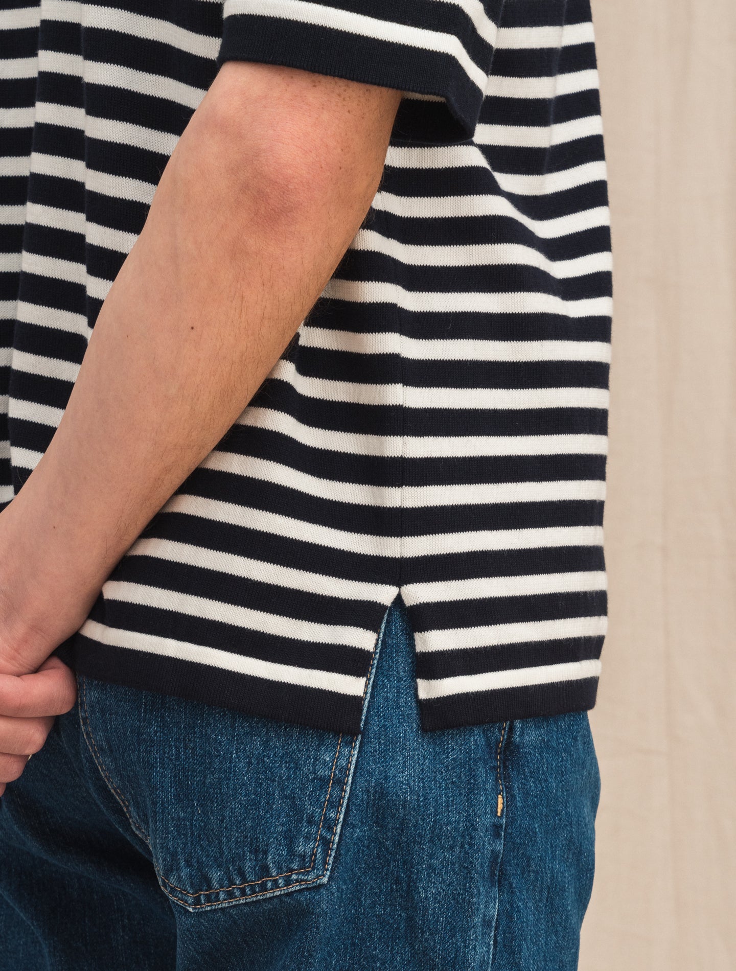Knitted oversized T-Shirt Navy Lardini T-shirts 46