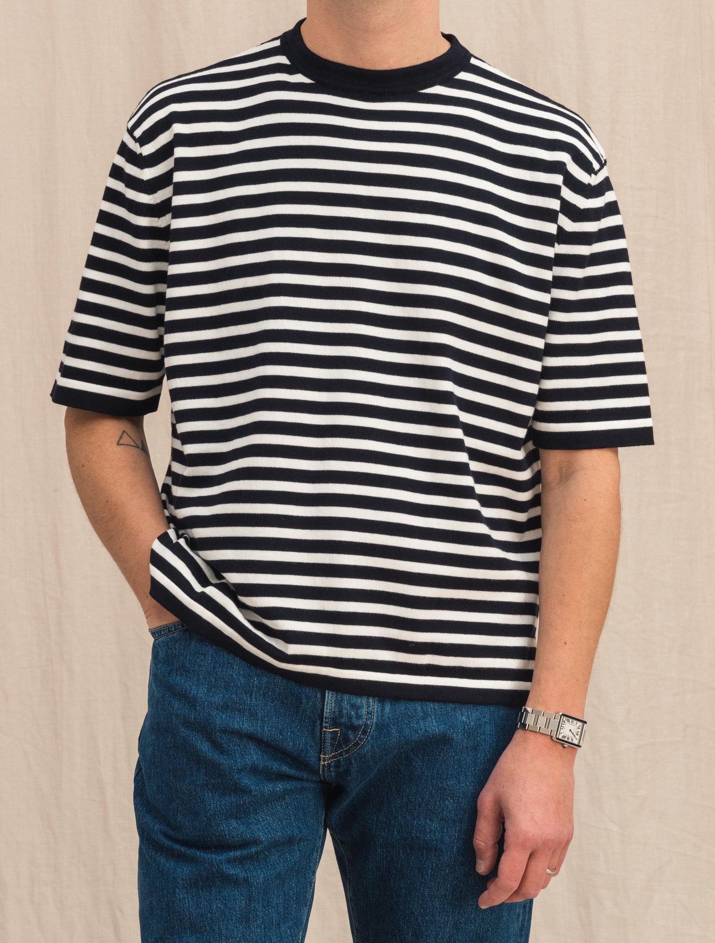 Knitted oversized T-Shirt Navy Lardini T-shirts 46
