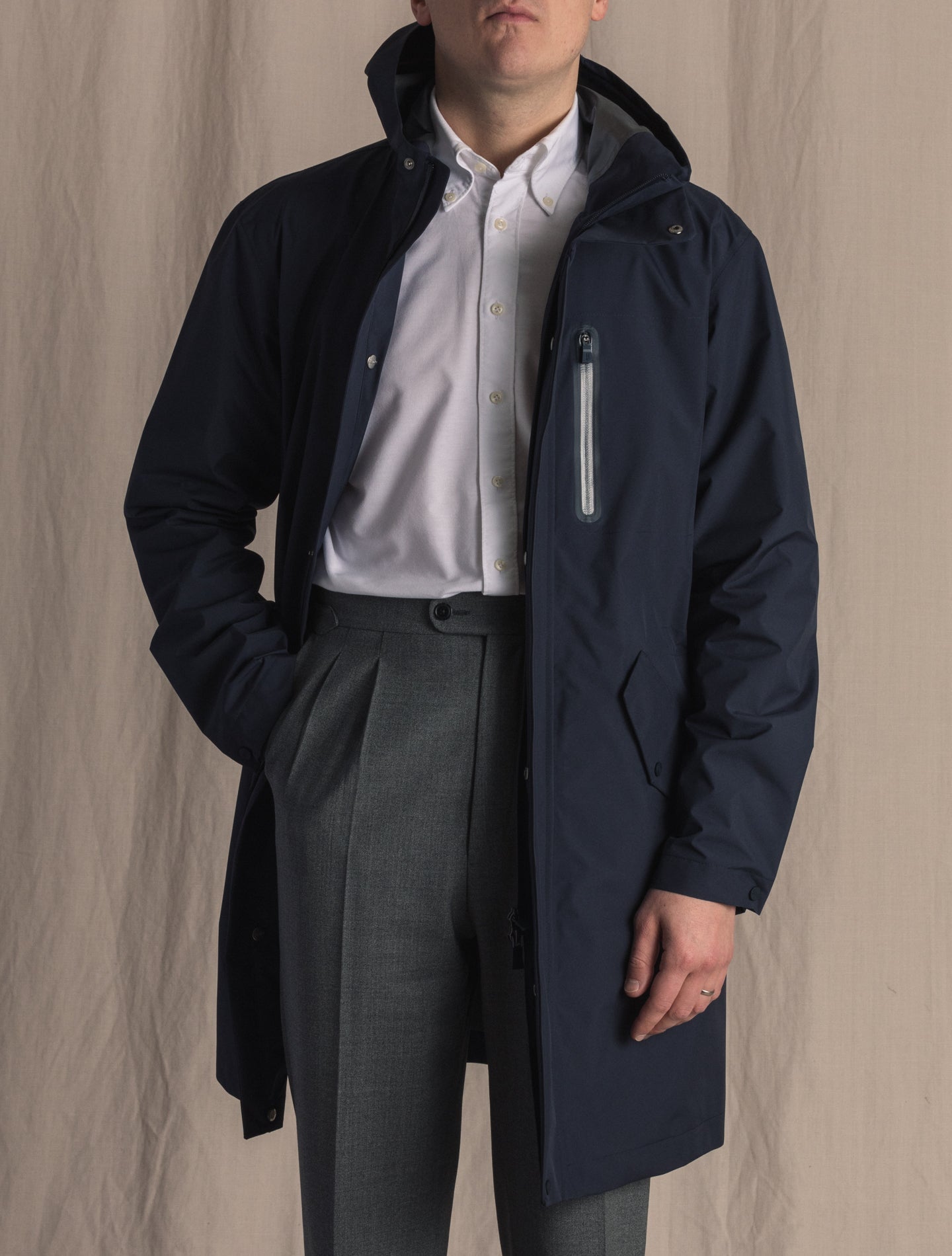 Laminar Hooded Rain Coat Navy Herno Outerwear 46