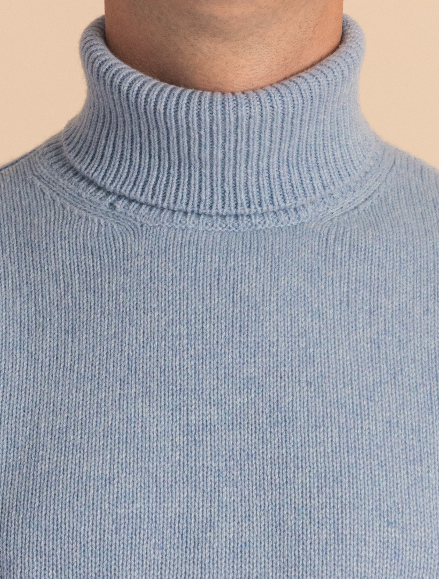 Light Blue Cashmere Heavy Knitted Rollneck | Gabucci