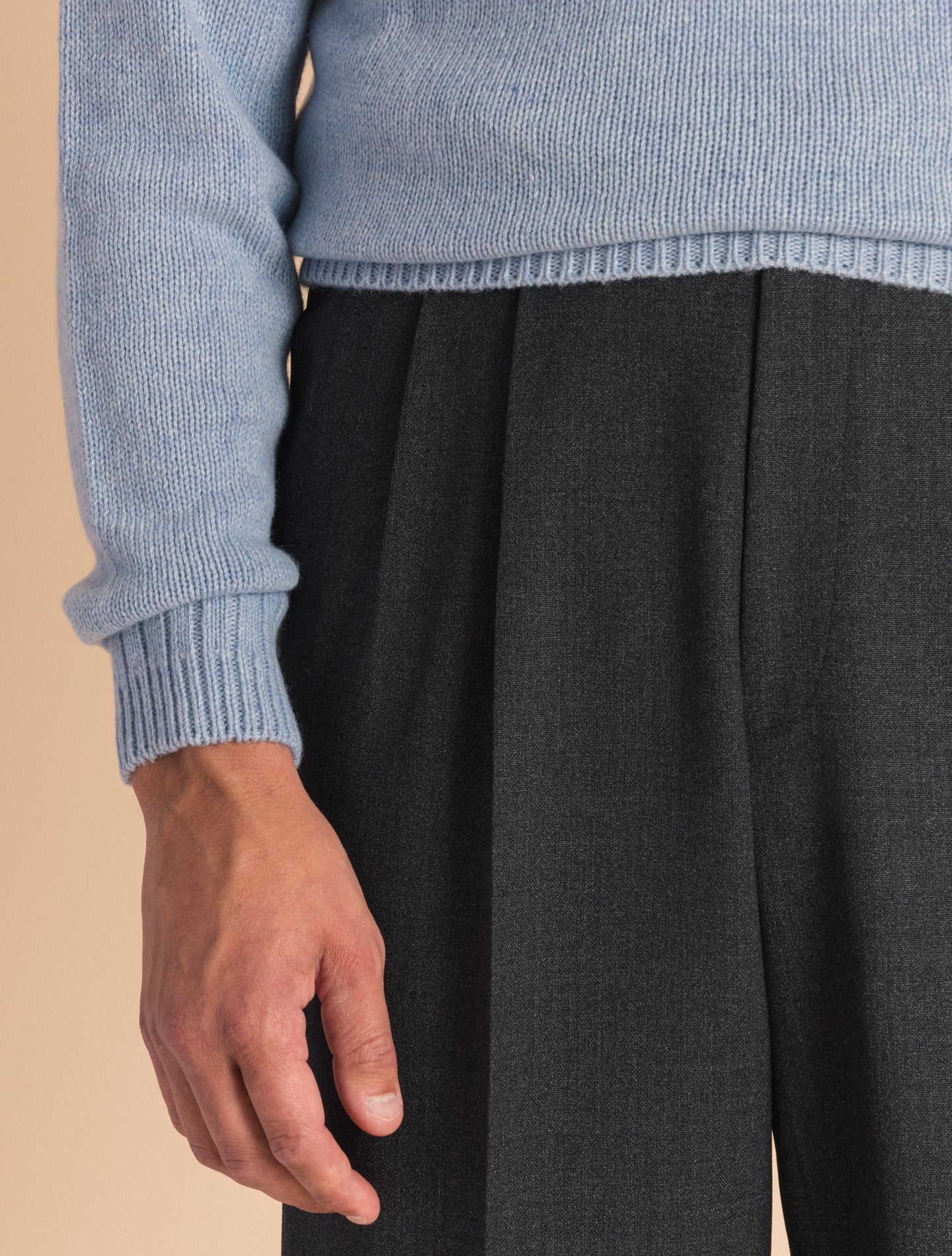 Light Blue Cashmere Heavy Knitted Rollneck | Gabucci