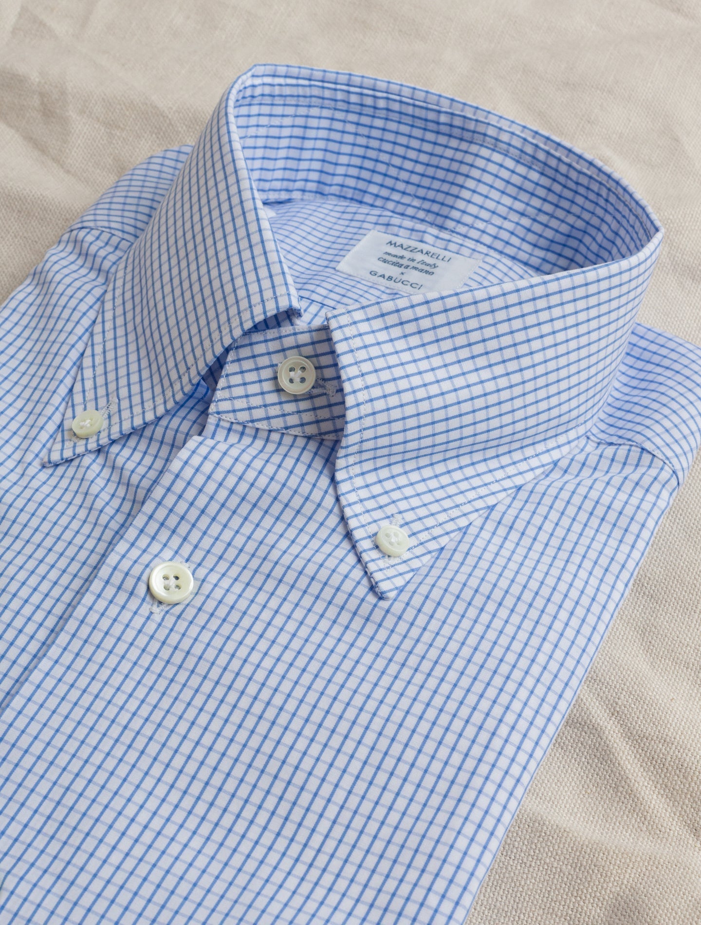 Light Blue Checked Pinpoint Button Down Shirt | Gabucci