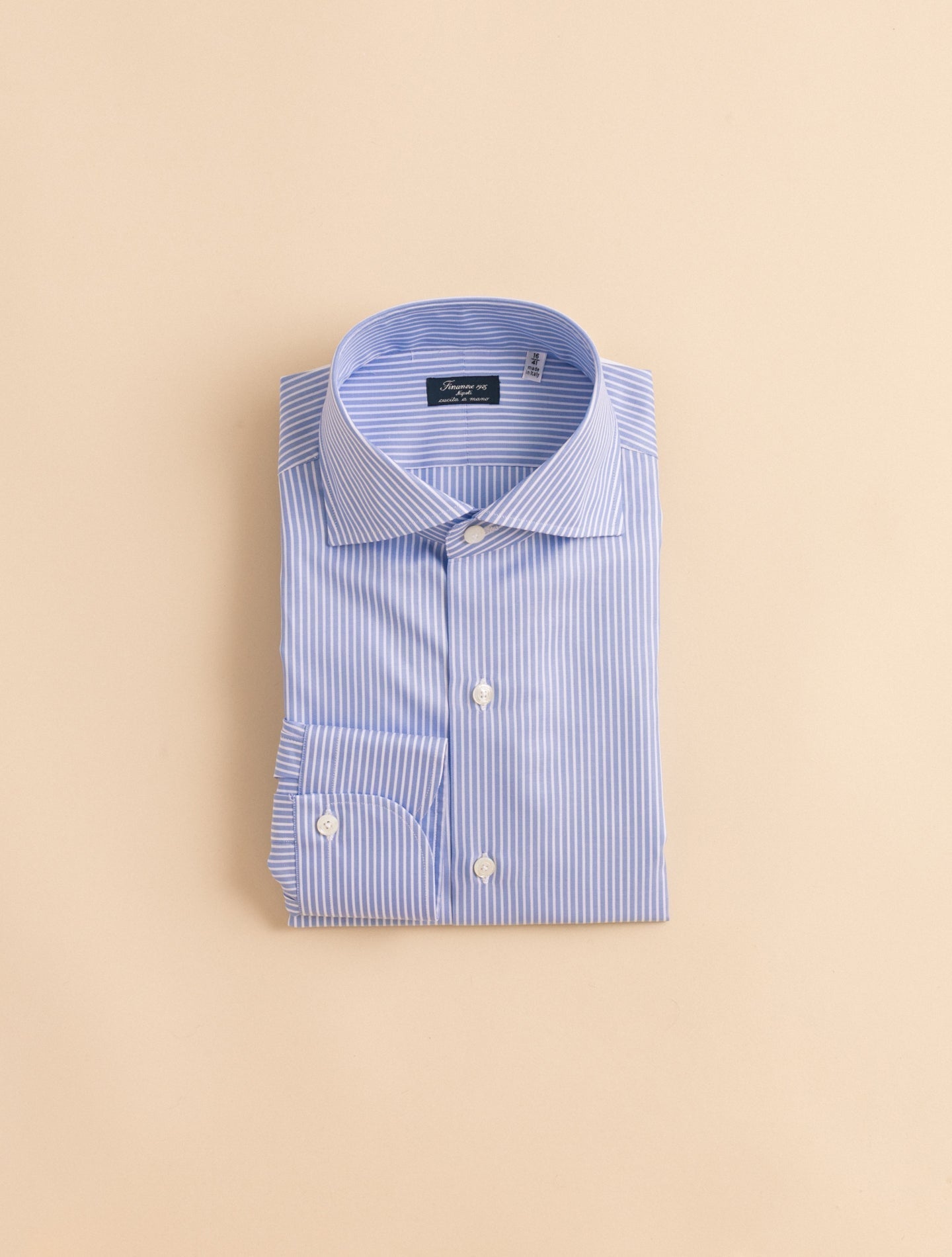 Light Blue Eduardo Reversed Striped Napoli Shirt | Gabucci