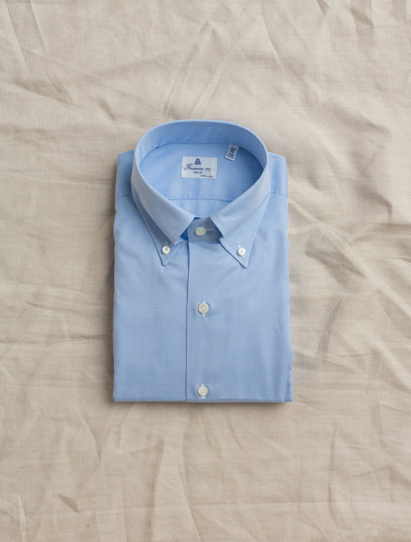 Light Blue Lucio 170 Button Down Twill Shirt | Gabucci