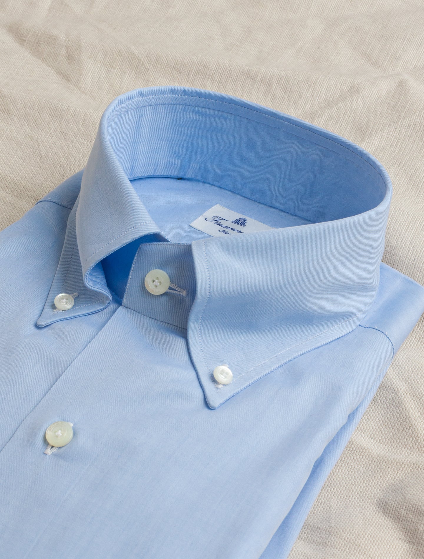 Light Blue Lucio 170 Button Down Twill Shirt | Gabucci